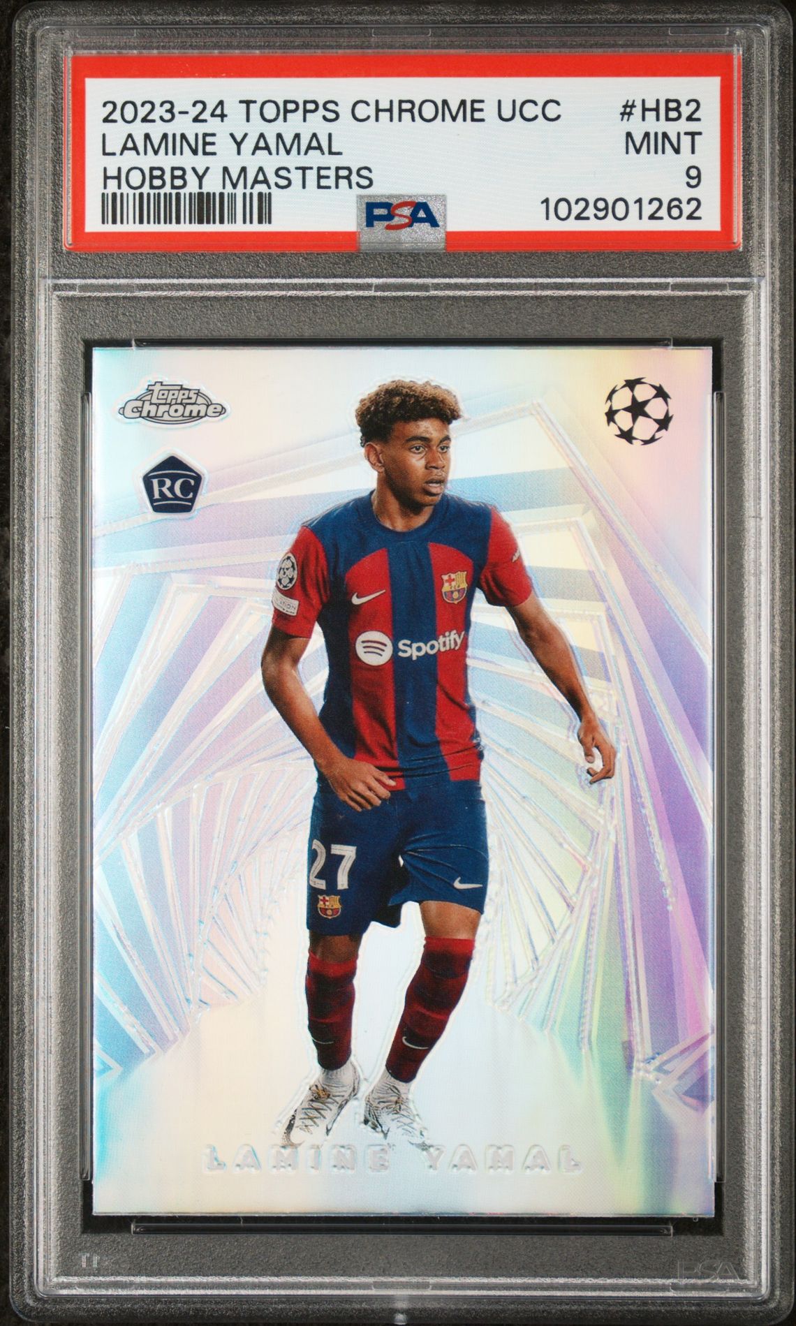 2023-24 Topps Chrome TOPPS CHROME UEFA CLUB COMPETITIONS HOBBY MASTERS #HB2 Lamine Yamal front
