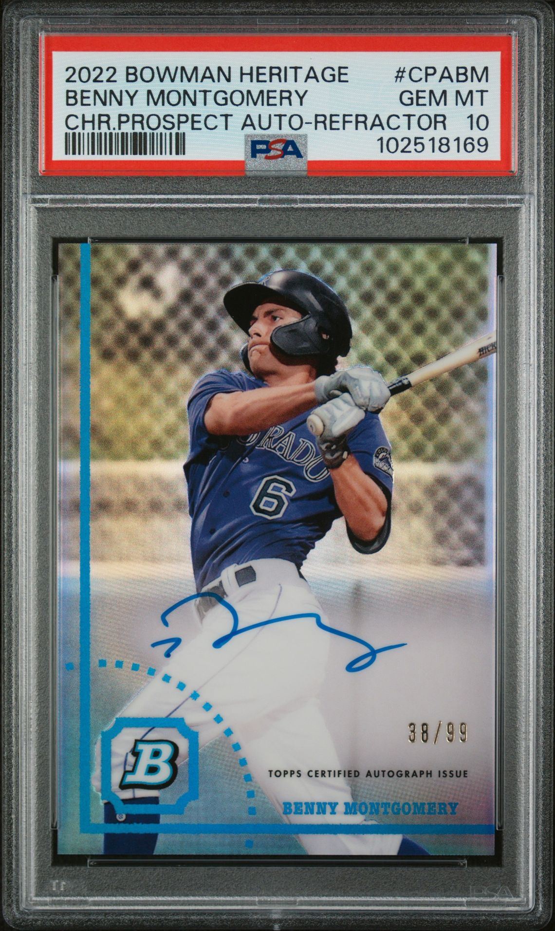 2022 Bowman BOWMAN HERITAGE CHROME PROSPECT AUTOGRAPHS Refractor #CPABM Benny Montgomery front
