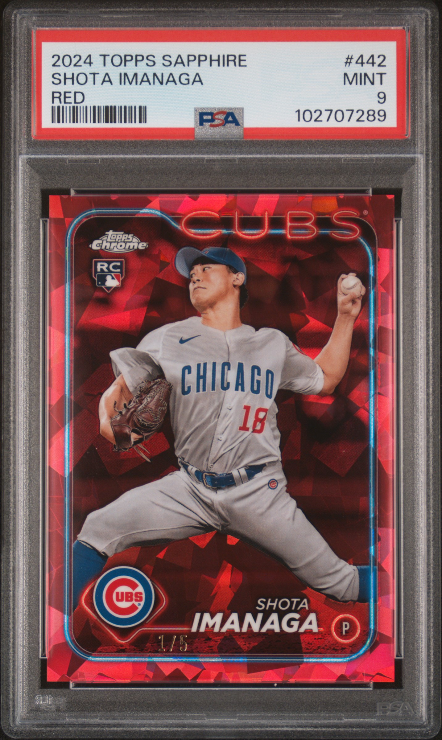 2024 Topps Chrome Sapphire Shota Imanaga #442 (Red) Mint 9 front