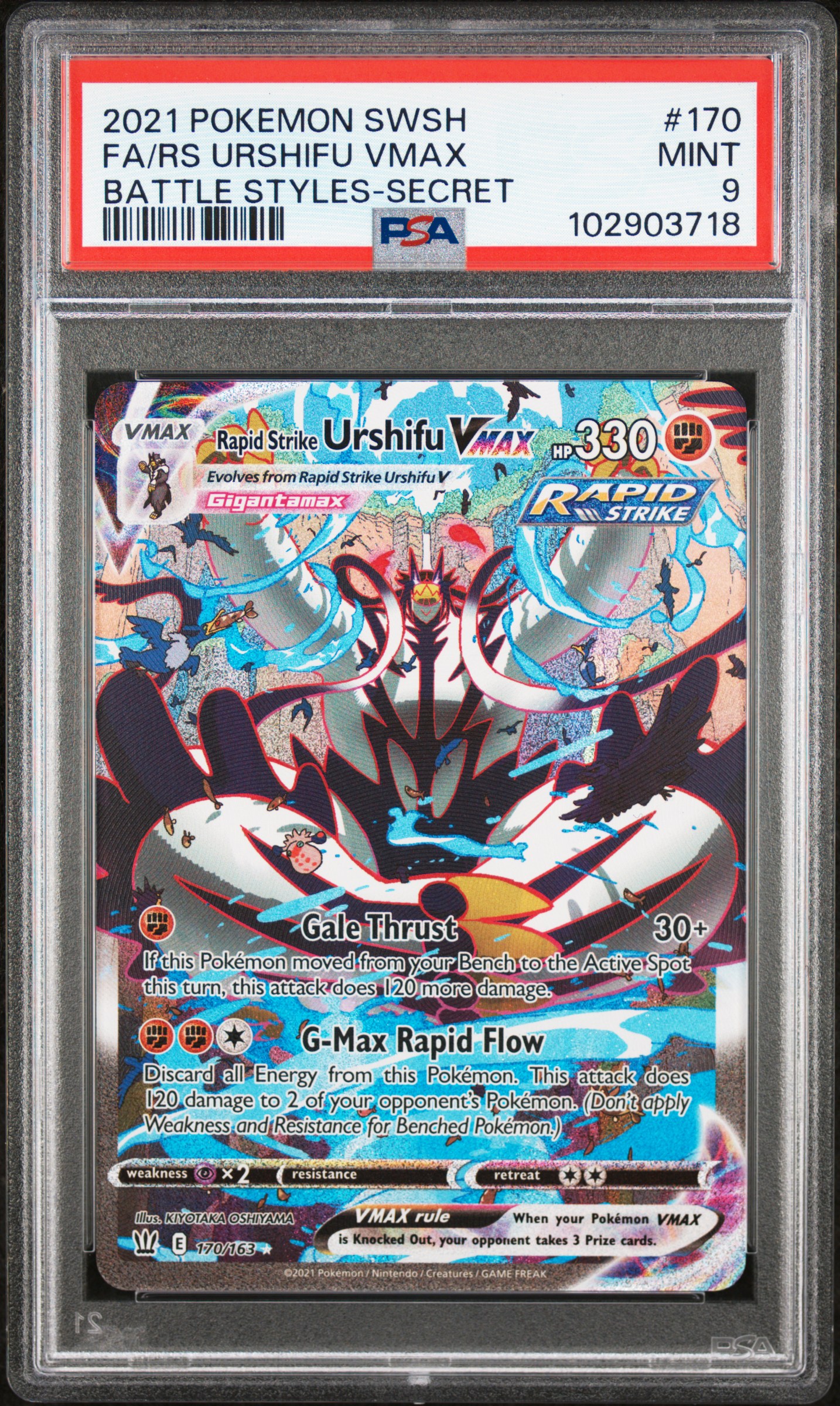 2021 Pokemon Sword & Shield Battle Styles Fa/Rs Urshifu Vmax #170 (Battle Styles-Secret) Mint 9 front