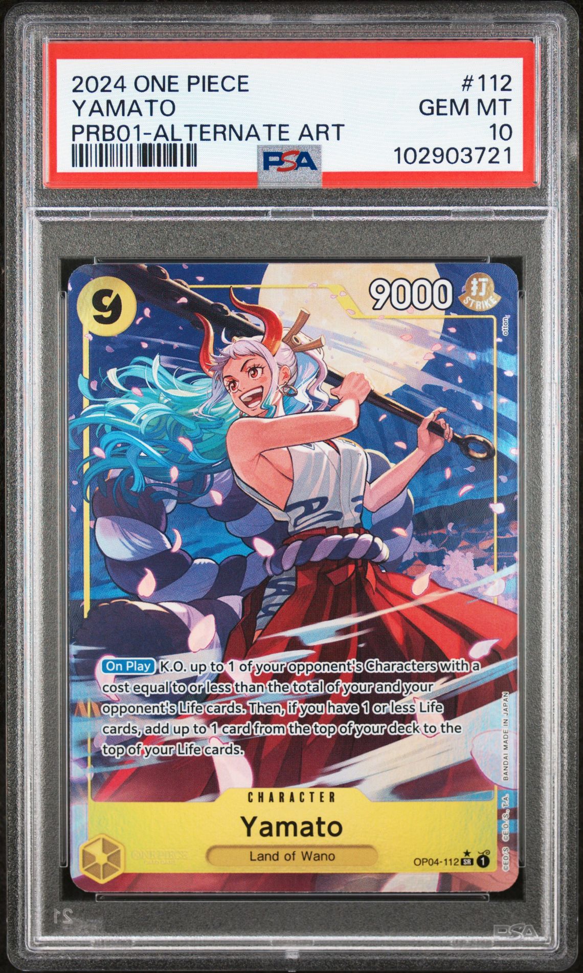 2024 One Piece Prb01-Premium Booster -One Piece Card The Best- Yamato #112 (Alternate Art) Gem Mt 10 front
