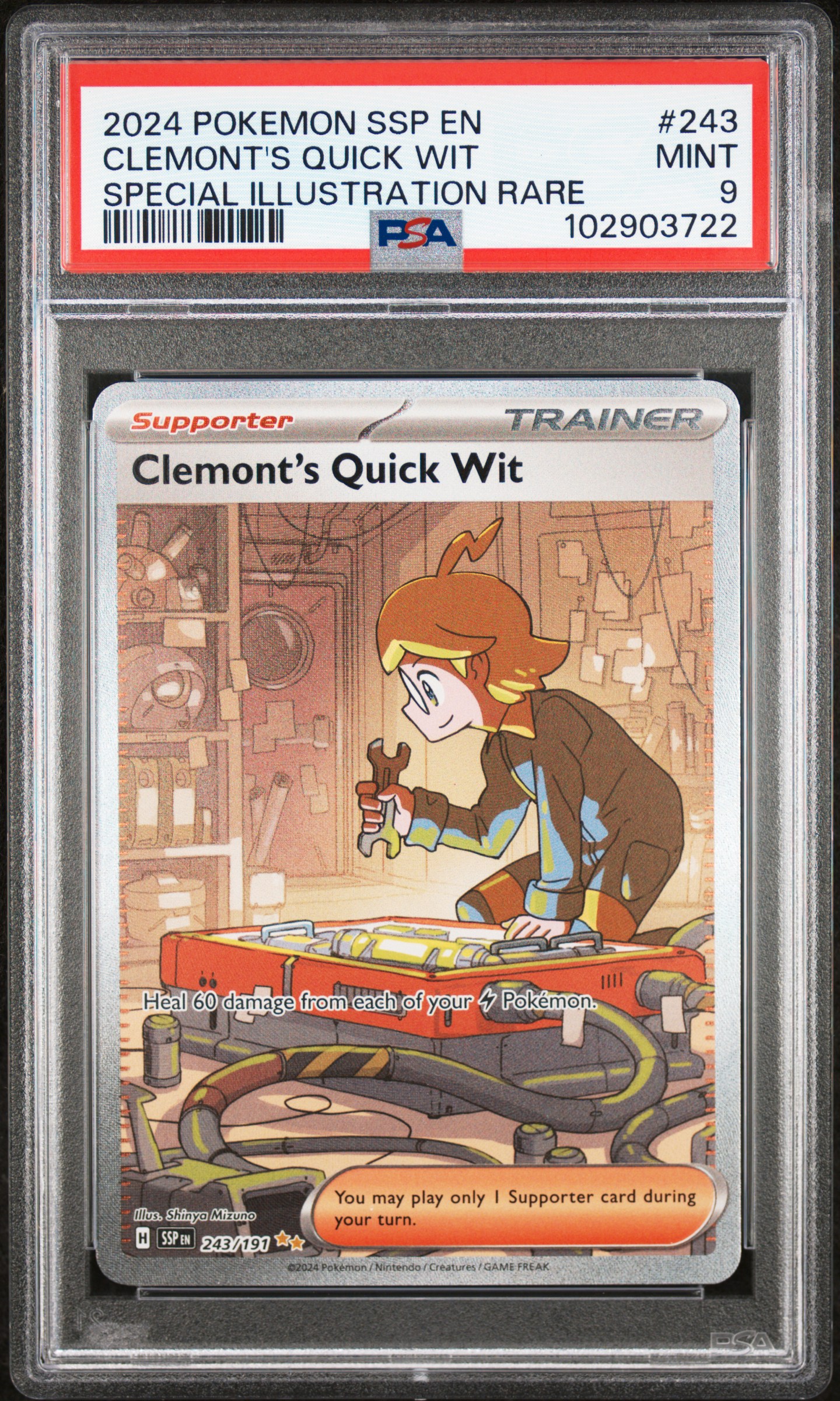 2024 Pokemon Ssp En-Surging Sparks Clemont's Quick Wit #243 (Special Illustration Rare) Mint 9 front