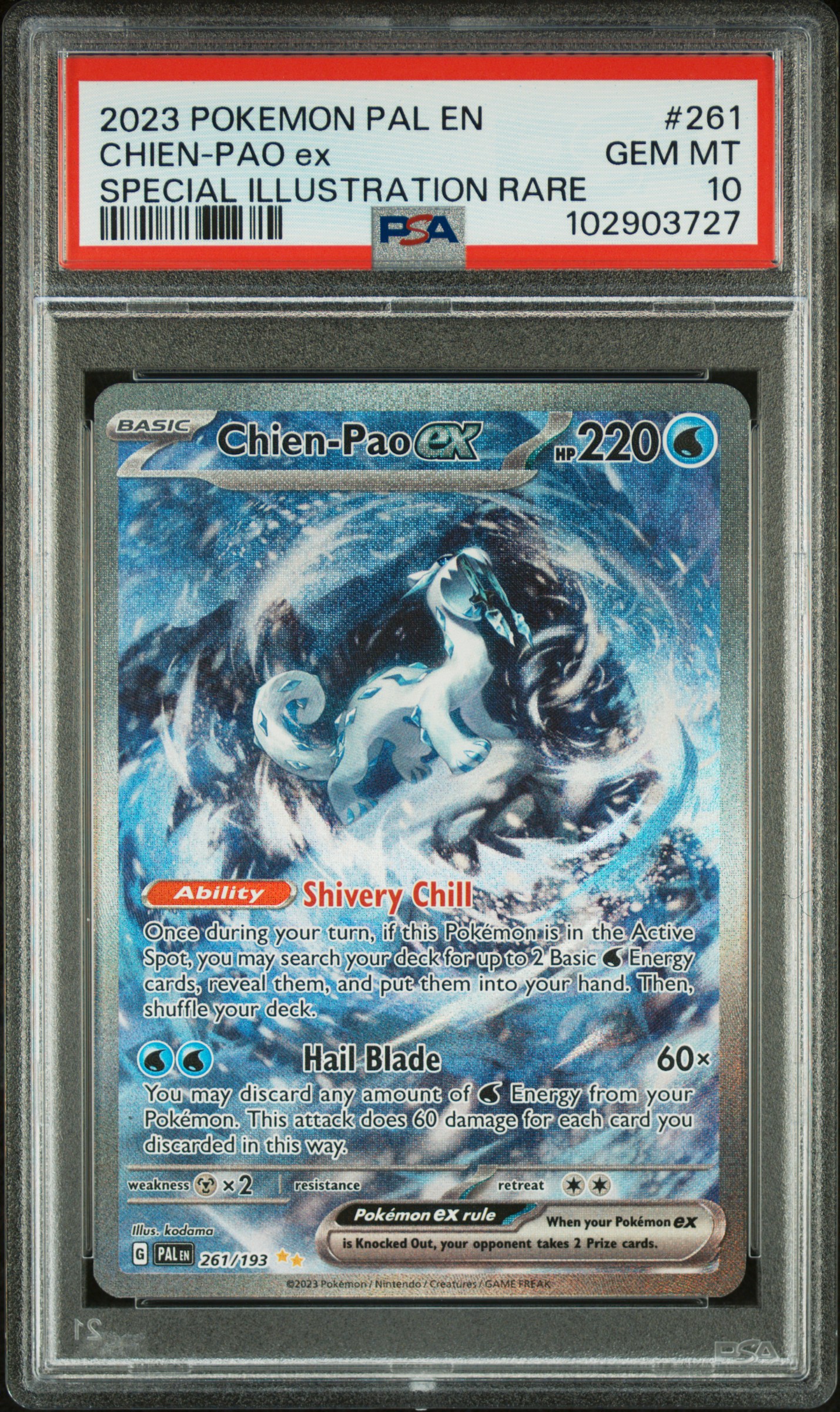 2023 Pokemon Pal En-Paldea Evolved Chien-Pao Ex #261 (Special Illustration Rare) Gem Mt 10 front