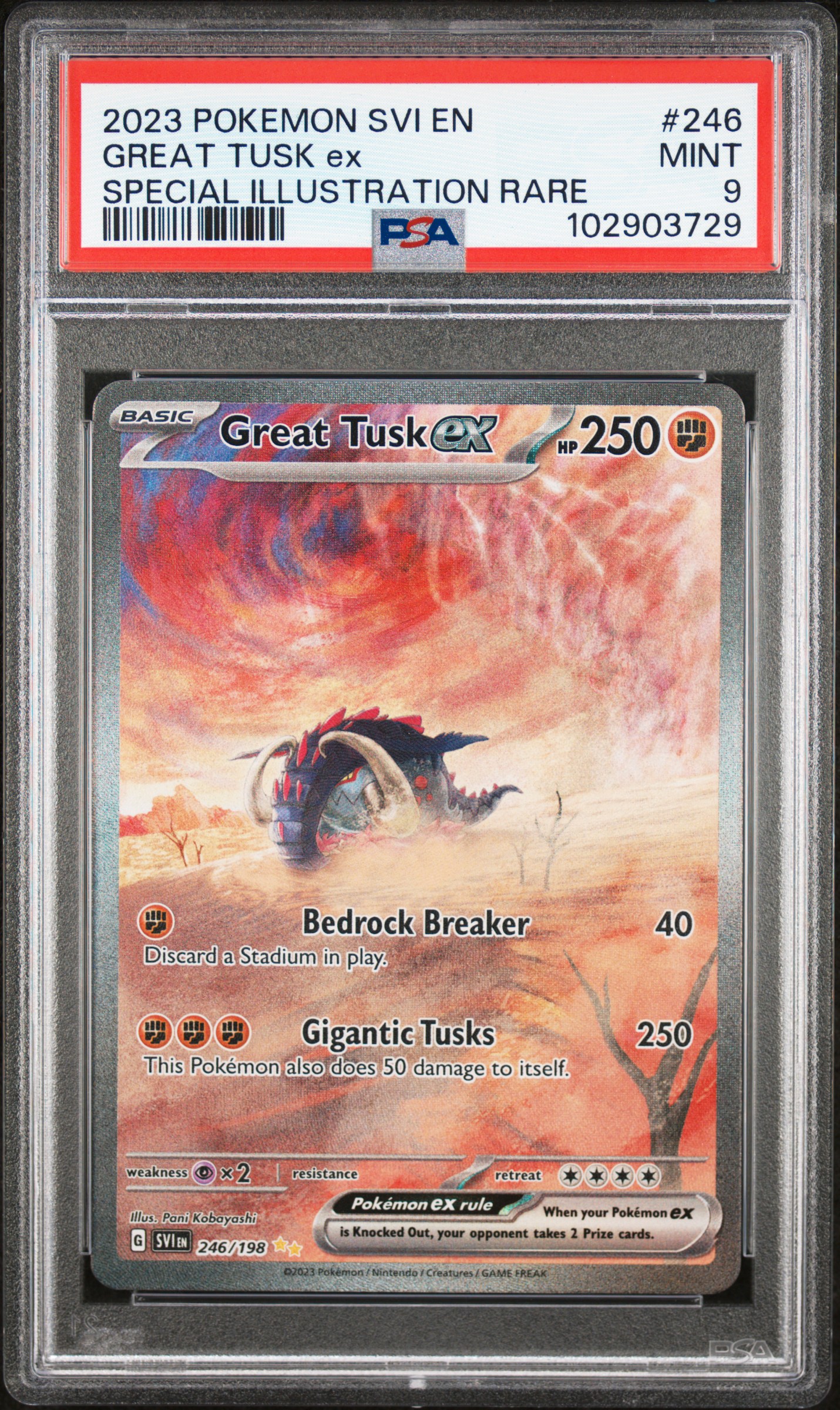 2023 Pokemon Svi En-Scarlet & Violet Great Tusk Ex #246 (Special Illustration Rare) Mint 9 front