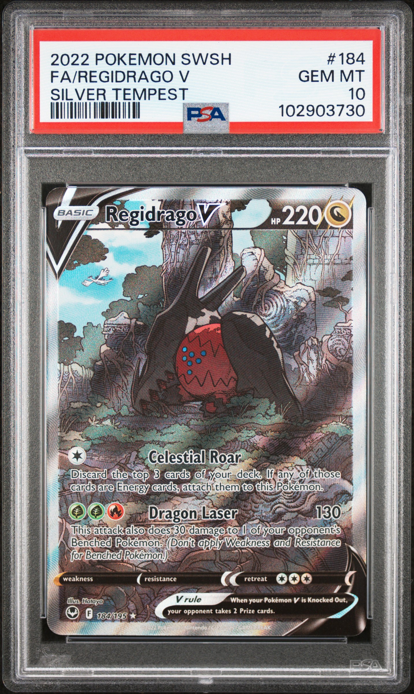 2022 Pokemon Sword & Shield Silver Tempest Fa/Regidrago V #184 (Silver Tempest) Gem Mt 10 front