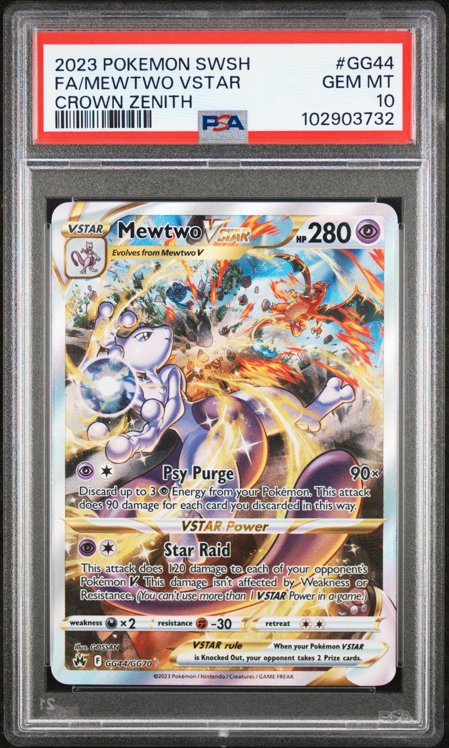 2023 Pokemon Sword And Shield Crown Zenith Fa/Mewtwo Vstar #Gg44 (Crown Zenith) Gem Mt 10 front