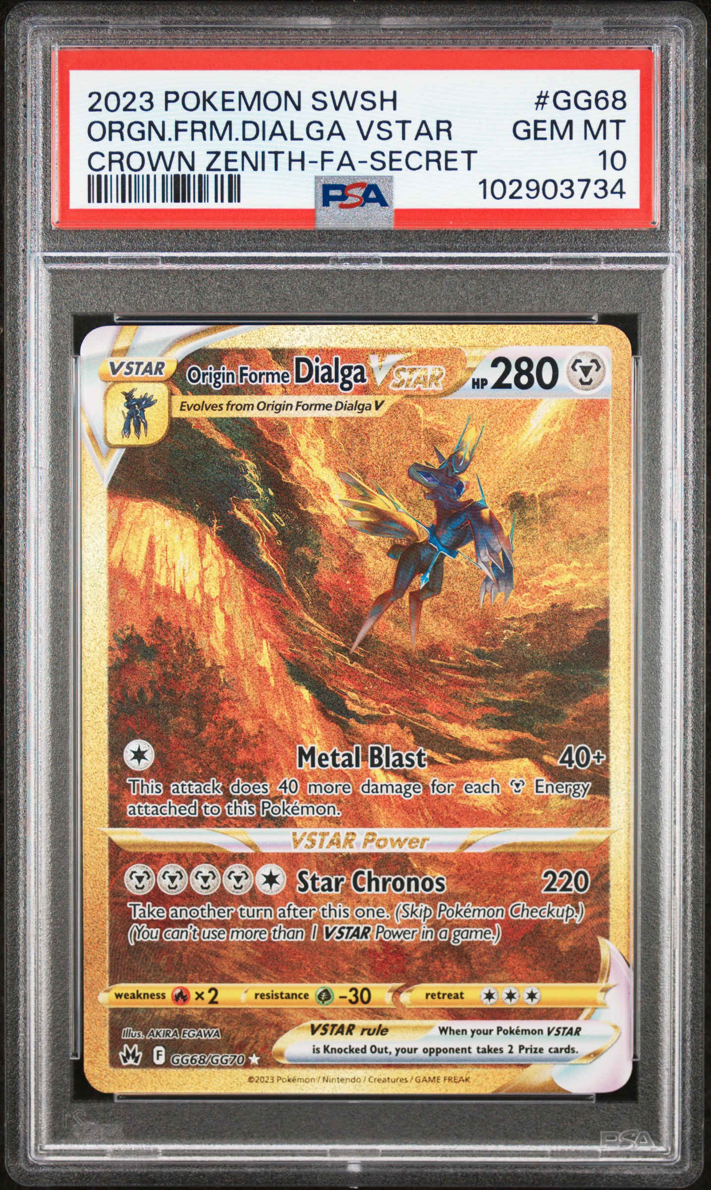 2023 Pokemon Sword And Shield Crown Zenith Orgn.frm.dialga Vstar #Gg68 (Crown Zenith-Fa-Secret) Gem Mt 10 front