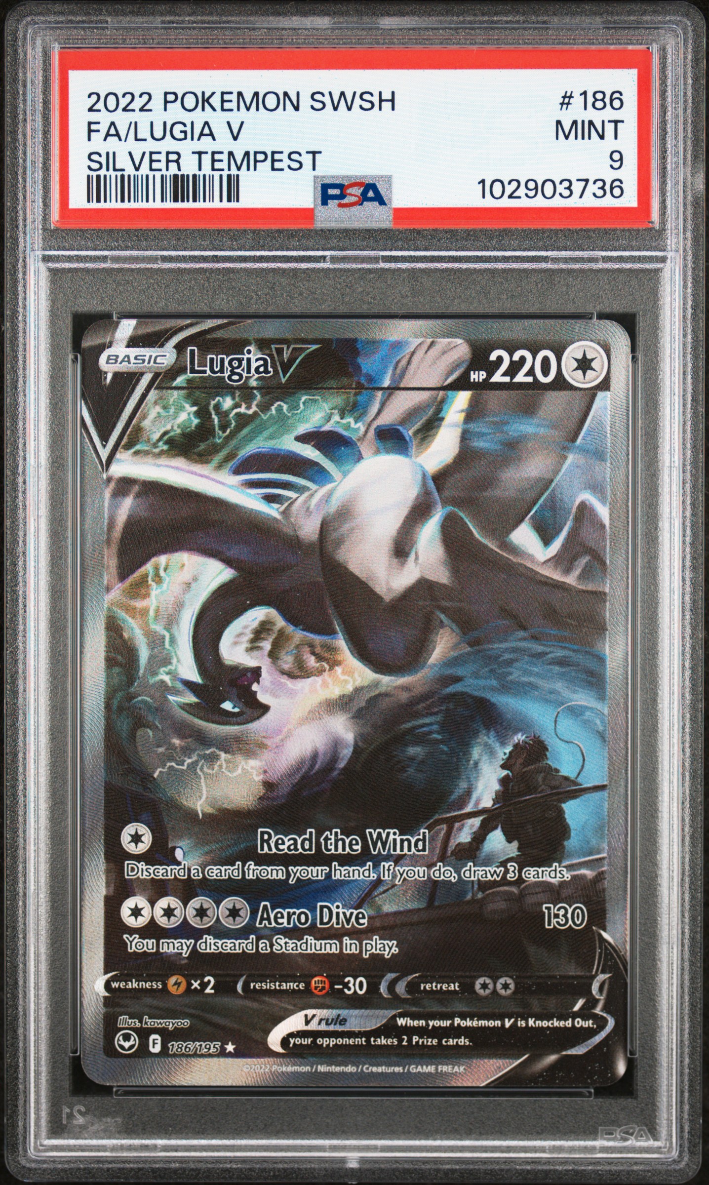2022 Pokemon Sword & Shield Silver Tempest Fa/Lugia V #186 (Silver Tempest) Mint 9 front