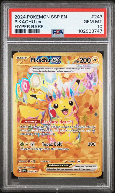2024 Pokemon Ssp En-Surging Sparks Pikachu Ex #247 (Hyper Rare) Gem Mt 10 front