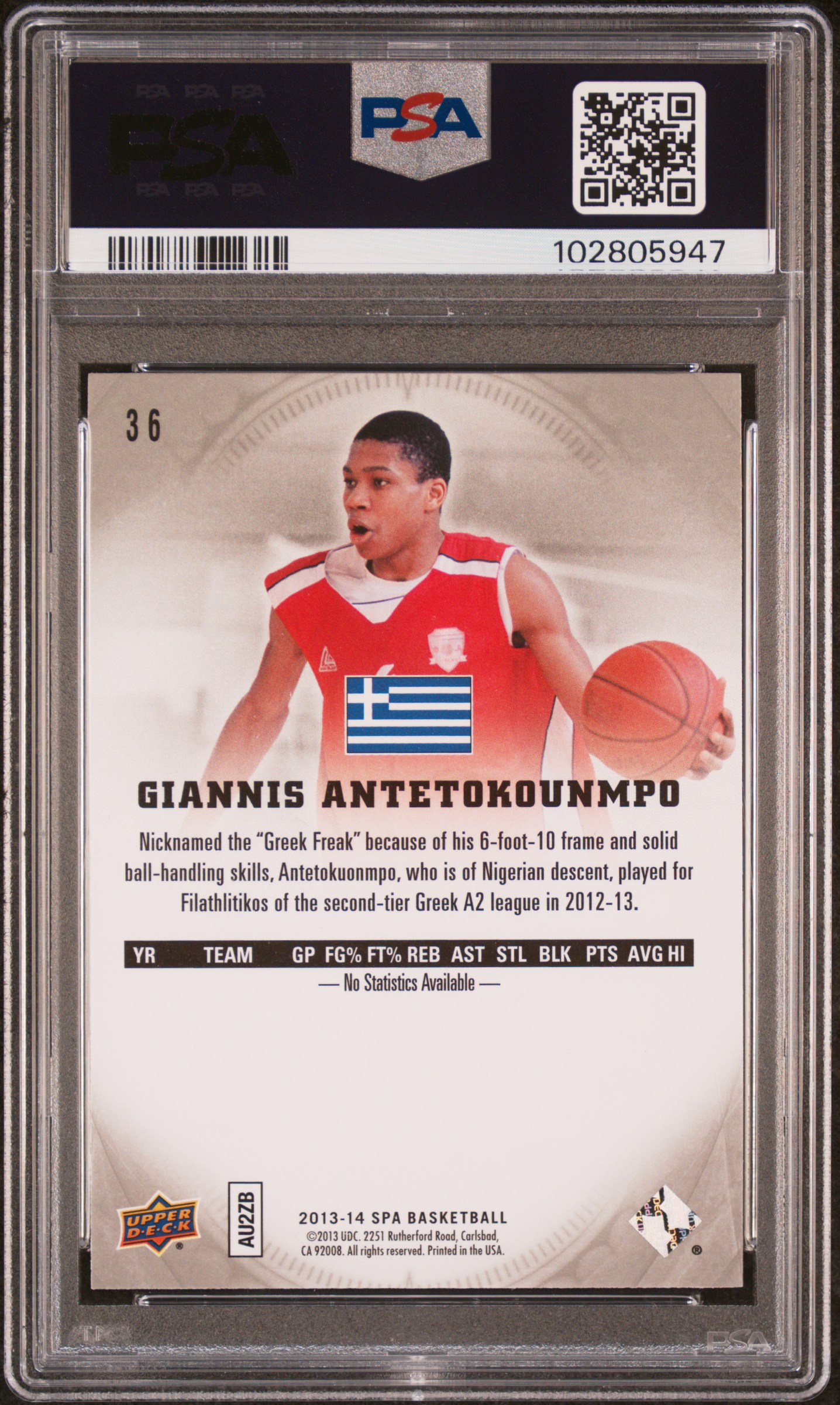2013 Sp Authentic G.antetokounmpo #36 Gem Mt 10 back