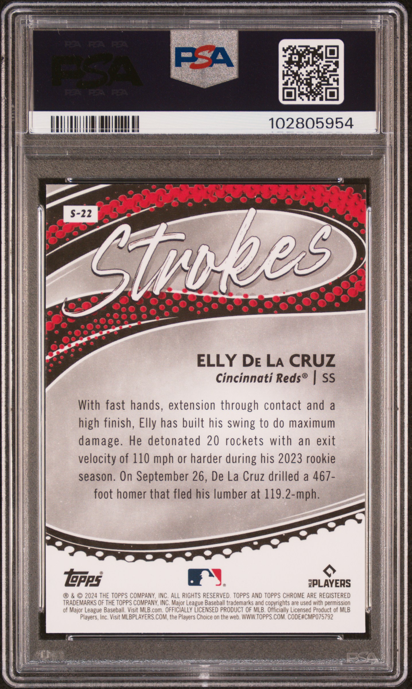 2024 Topps Chrome Strokes Elly De La Cruz #S22 Gem Mt 10 back