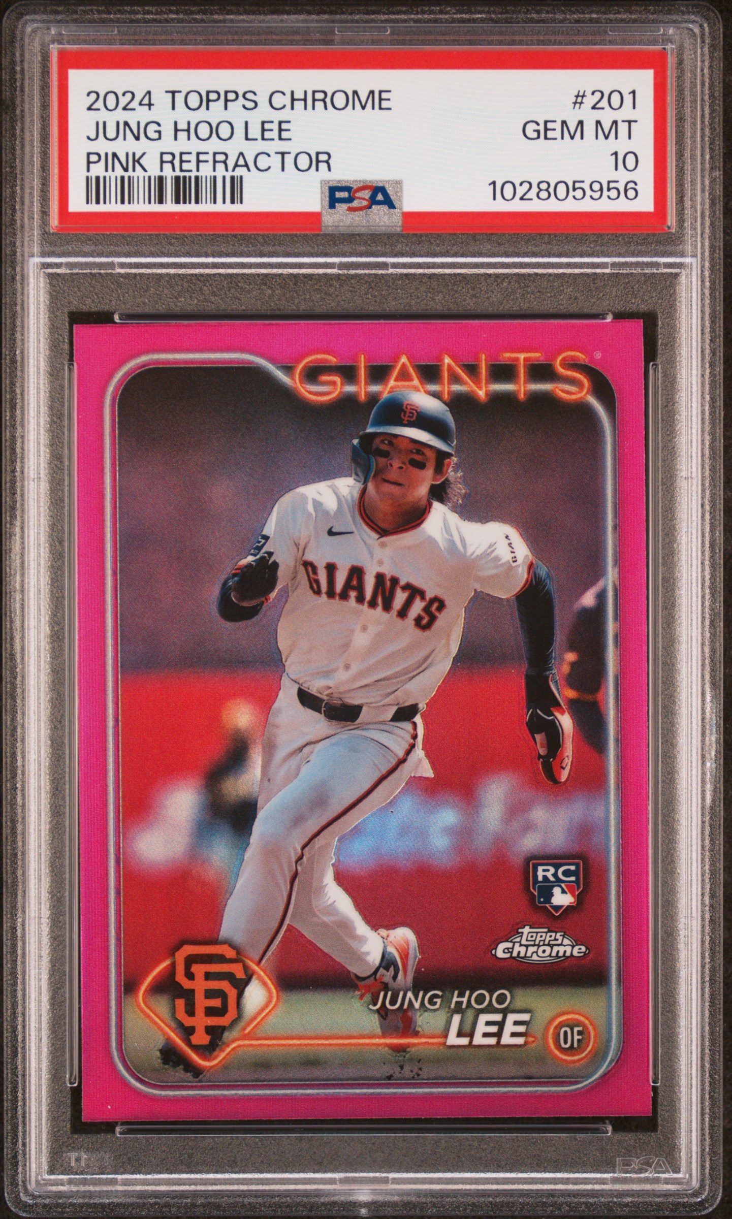 2024 Topps Chrome Jung Hoo Lee #201 (Pink Refractor) Gem Mt 10 front
