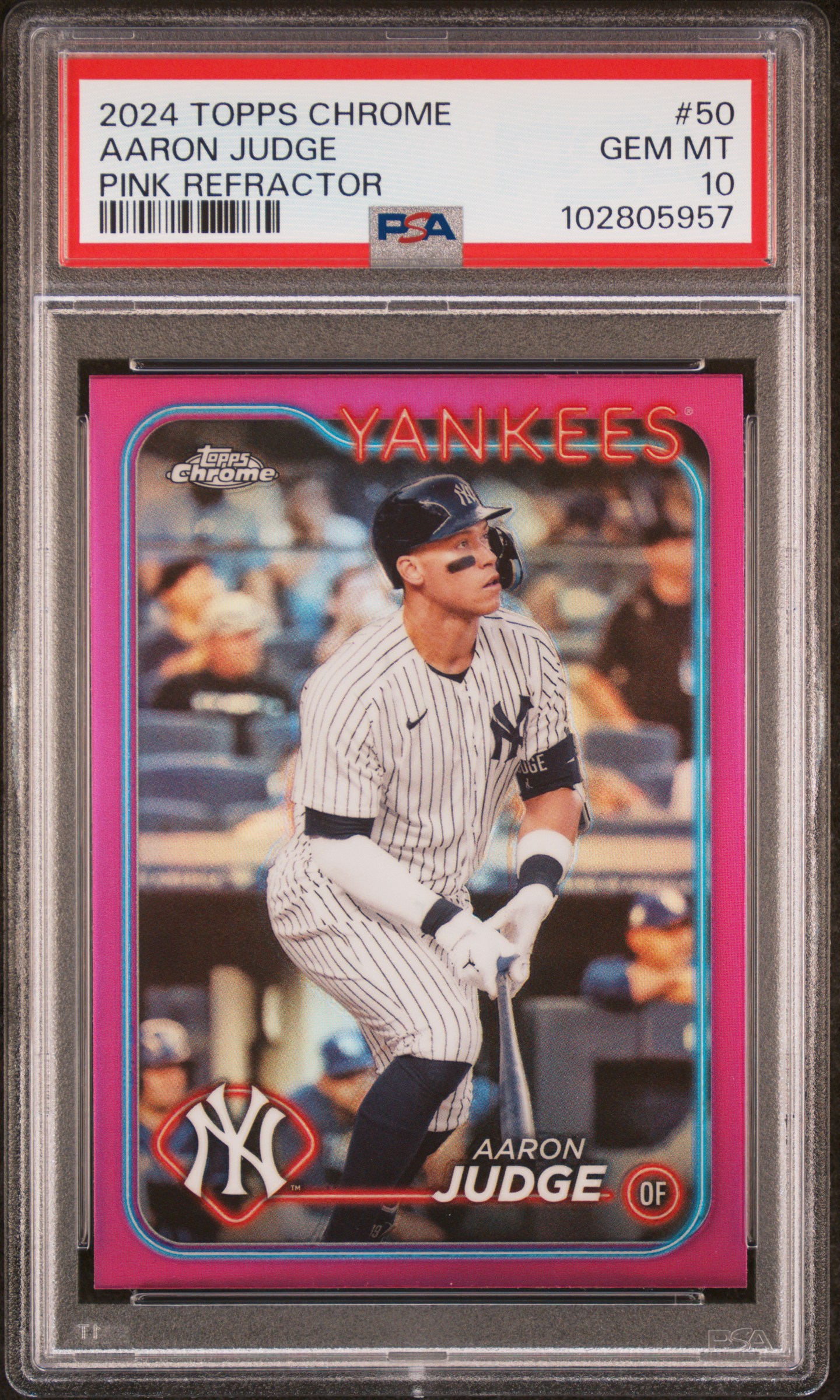 2024 Topps Chrome Aaron Judge #50 (Pink Refractor) Gem Mt 10 front