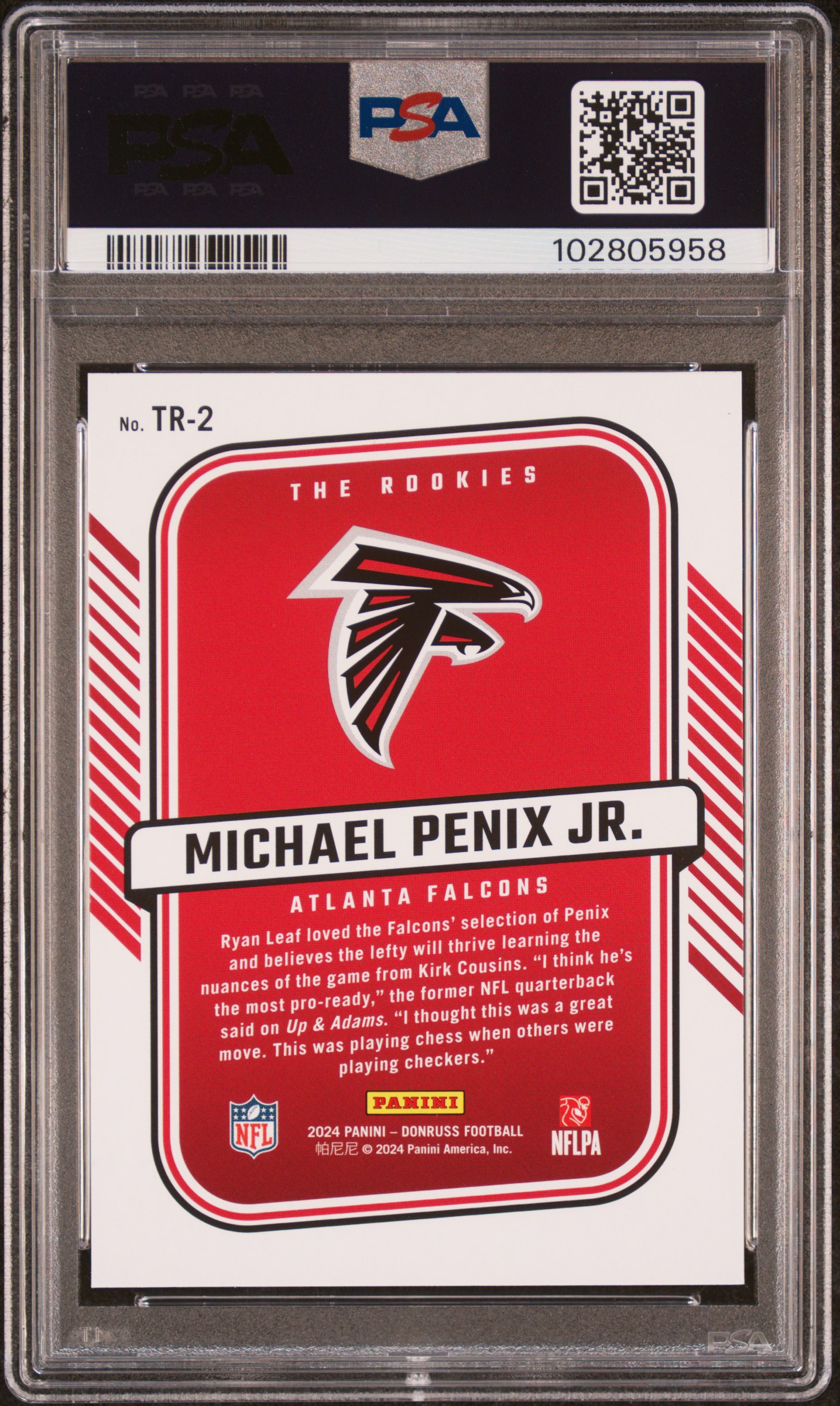 2024 Panini Donruss The Rookies Michael Penix Jr. #Tr2 Gem Mt 10 back