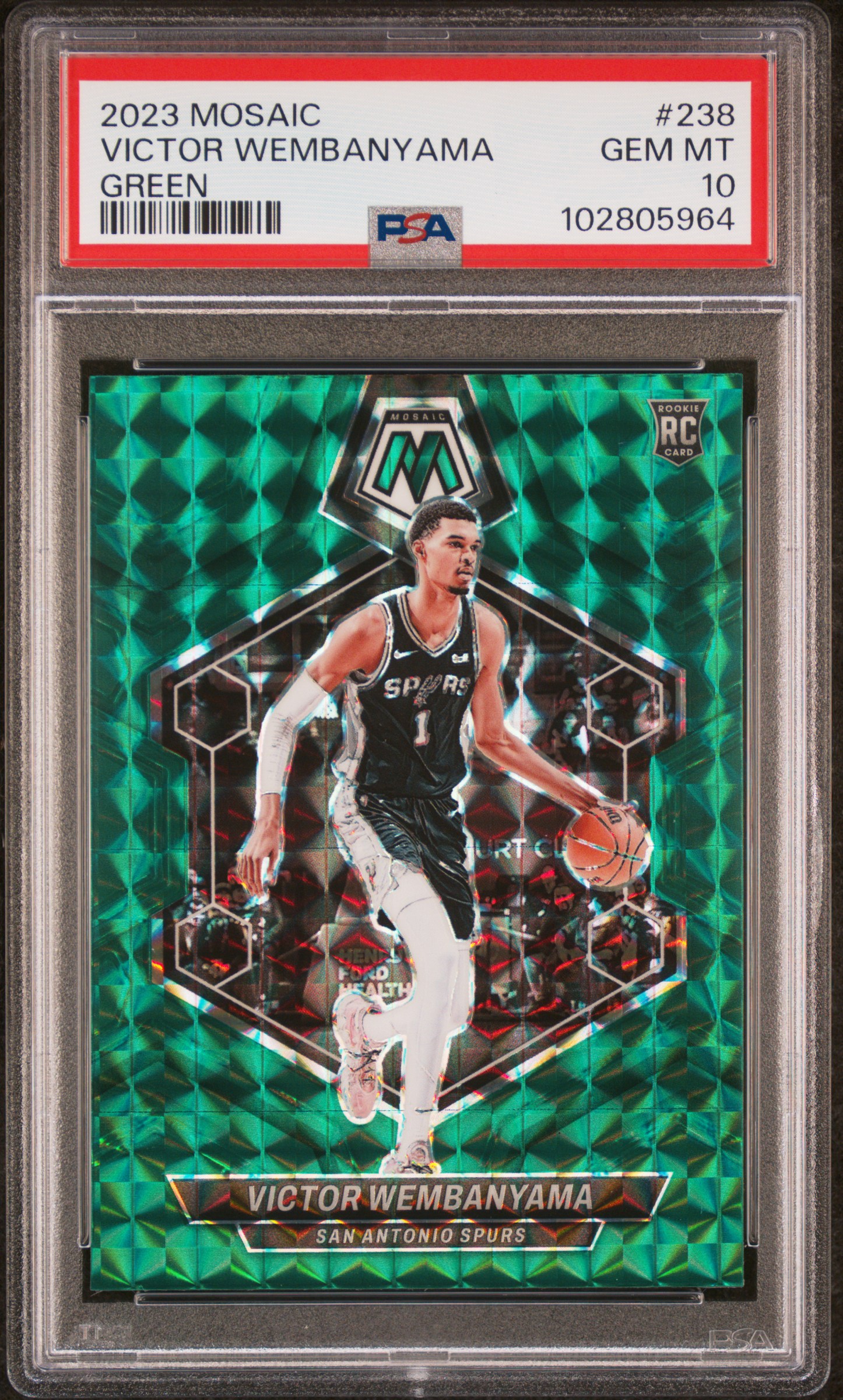 2023 Panini Mosaic Victor Wembanyama #238 (Green) Gem Mt 10 front