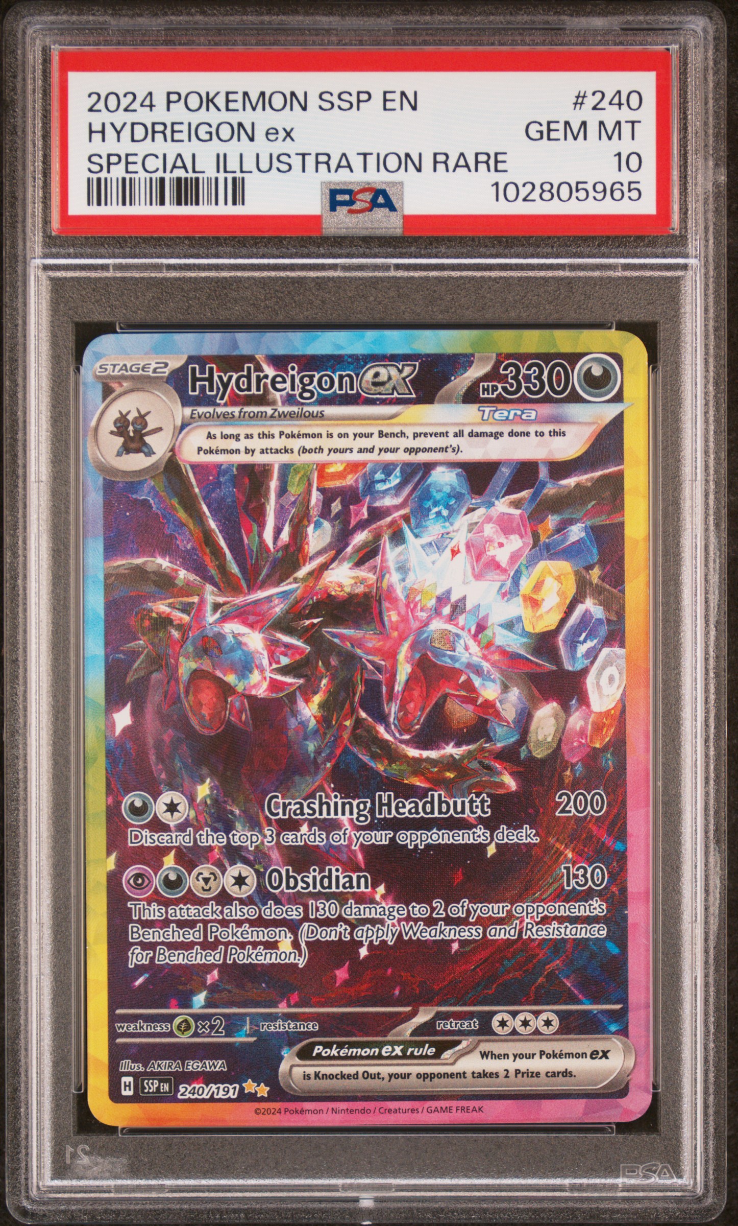 2024 Pokemon Ssp En-Surging Sparks Hydreigon Ex #240 (Special Illustration Rare) Gem Mt 10 front