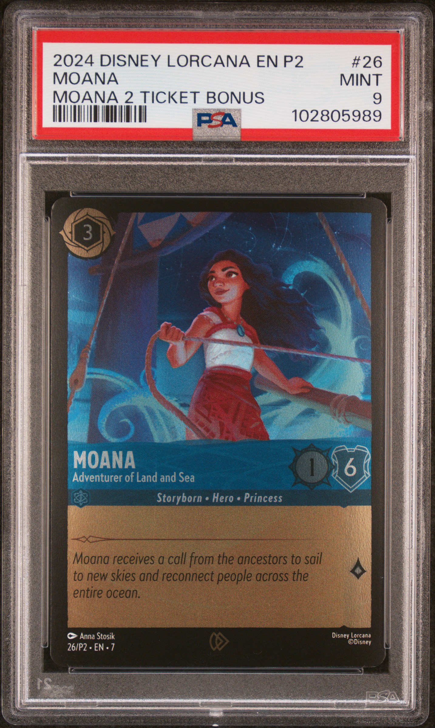 2024 Disney Lorcana En P2-Promo Moana #26 (Moana 2 Ticket Bonus) Mint 9 front
