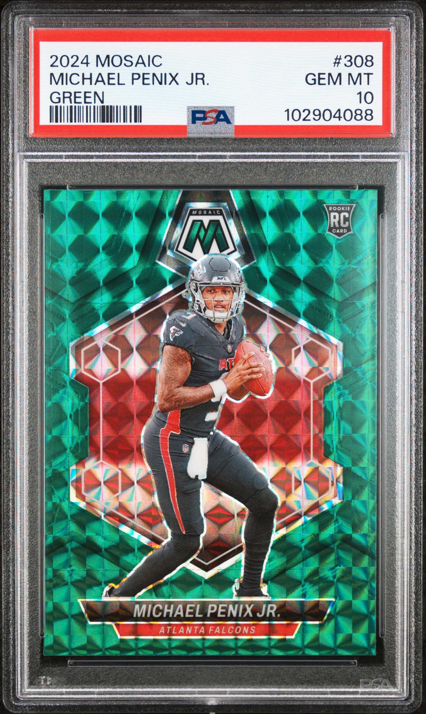 2024 Panini Mosaic Michael Penix Jr. #308 (Green) Gem Mt 10 front