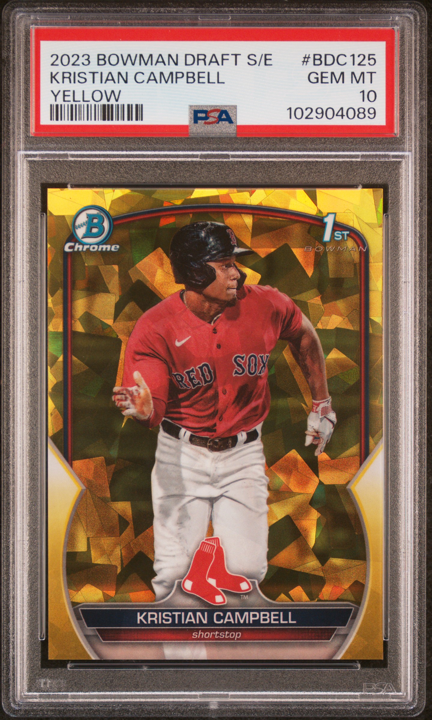 2023 Bowman Draft Sapphire Edition Kristian Campbell #Bdc125 (Yellow) Gem Mt 10 front