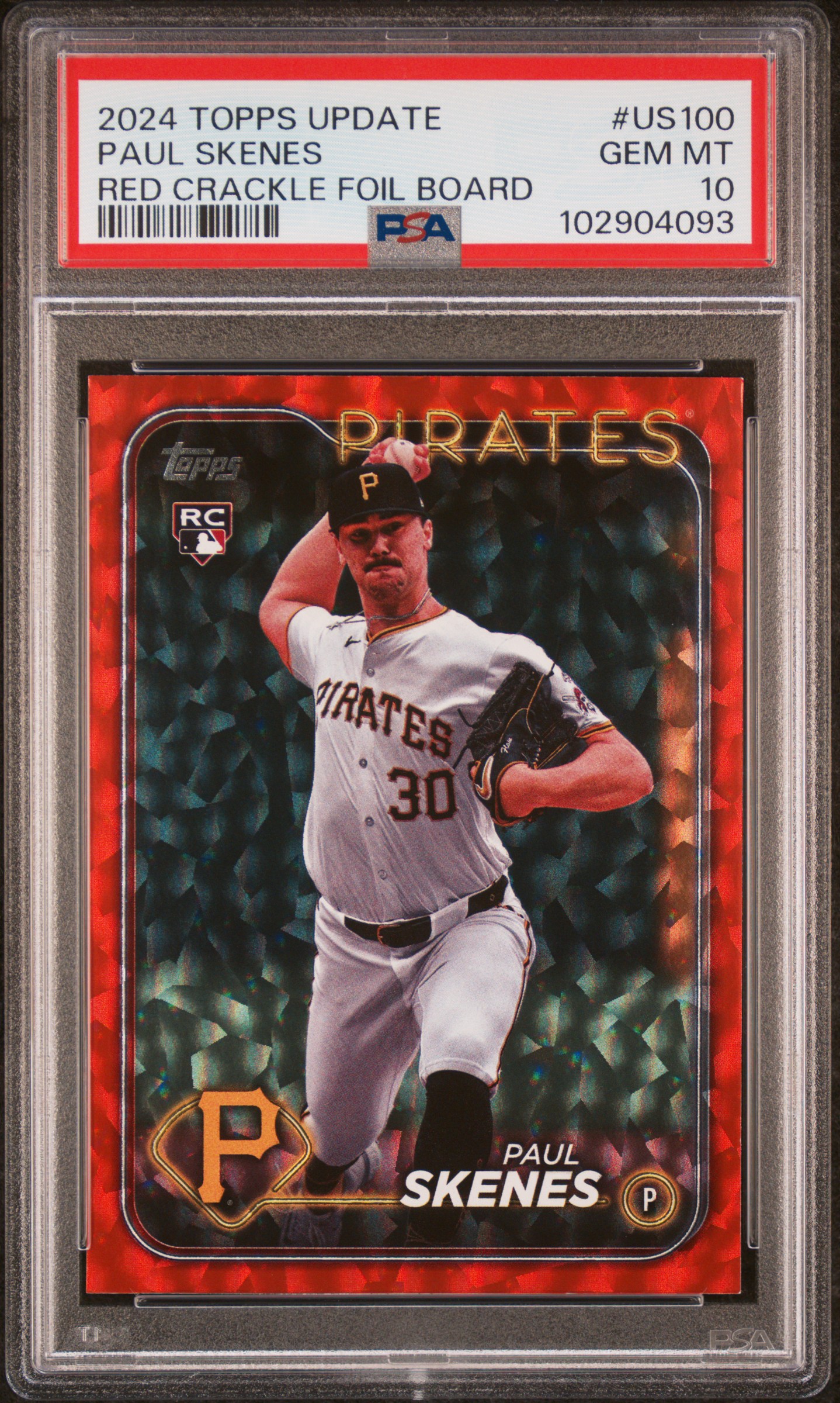 2024 Topps Update Paul Skenes #Us100 (Red Crackle Foil Board) Gem Mt 10 front