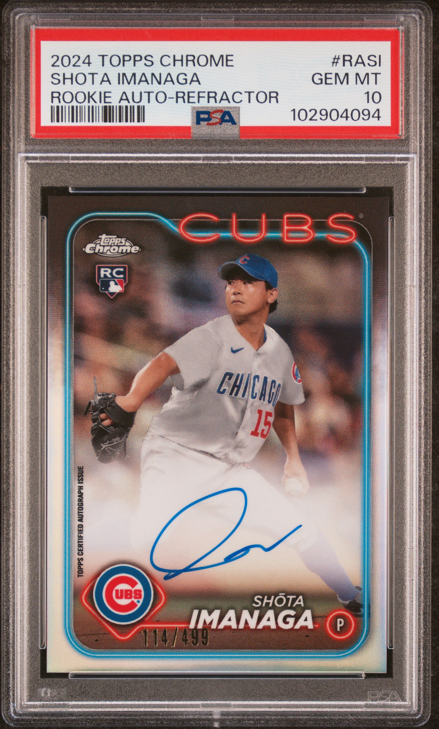 2024 Topps Chrome Rookie Autographs Shota Imanaga #Rasi (Rookie Auto-Refractor) Gem Mt 10 front