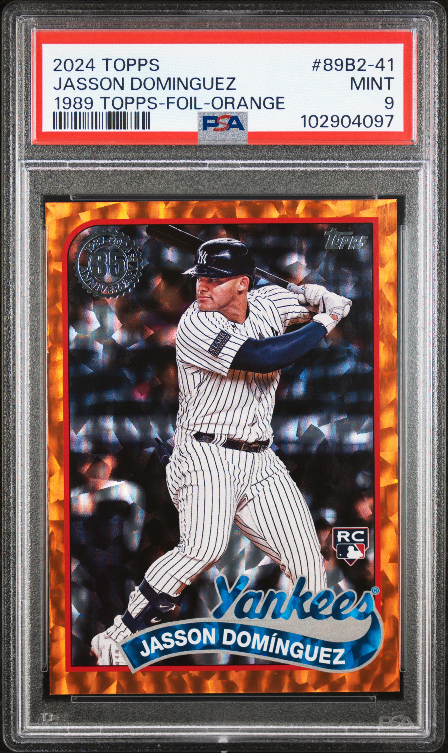 2024 Topps 1989 Topps Baseball Jasson Dominguez #89B2-41 (1989 Topps-Foil-Orange) Mint 9 front