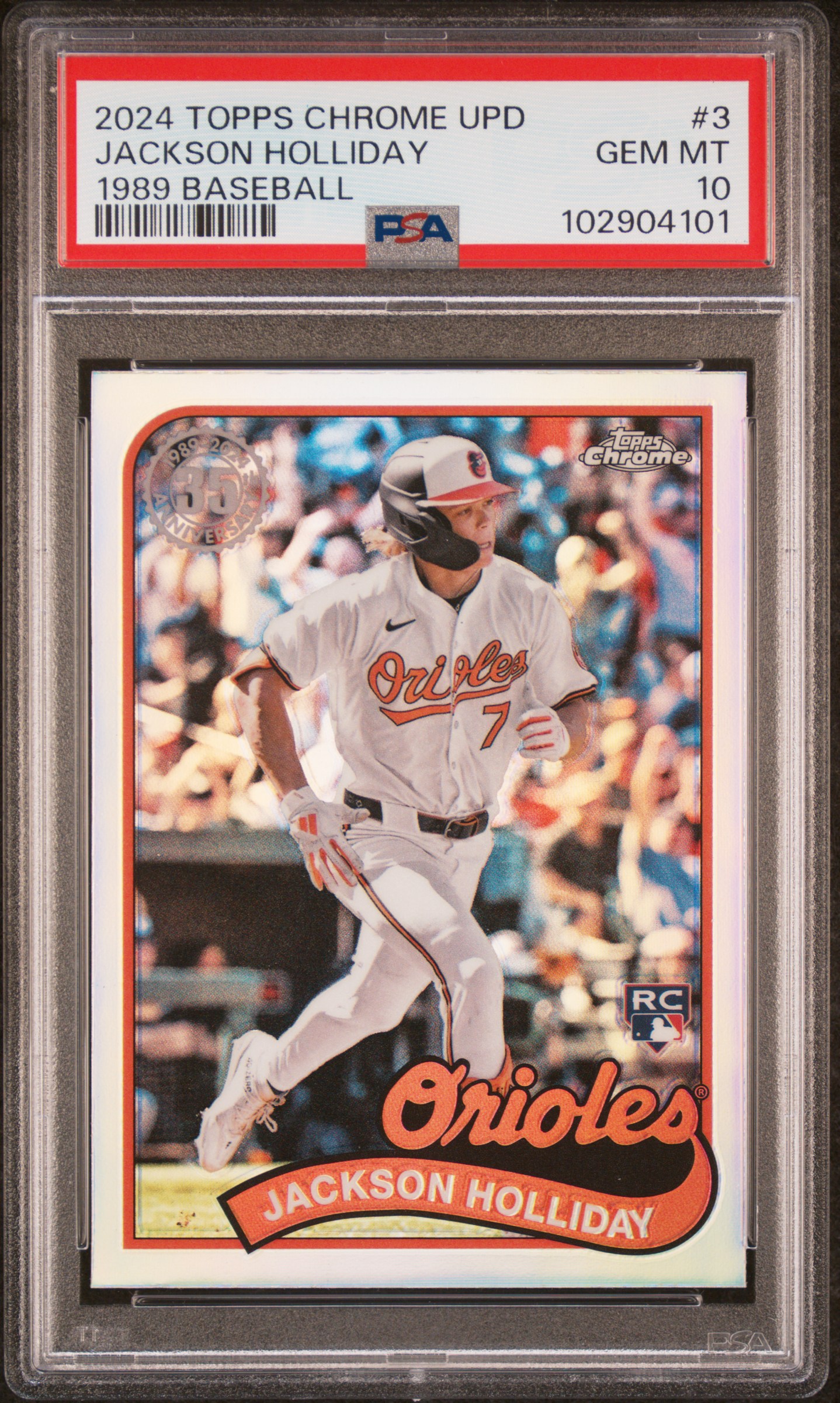 2024 Topps Chrome Update 1989 Topps Baseball Jackson Holliday #3 Gem Mt 10 front