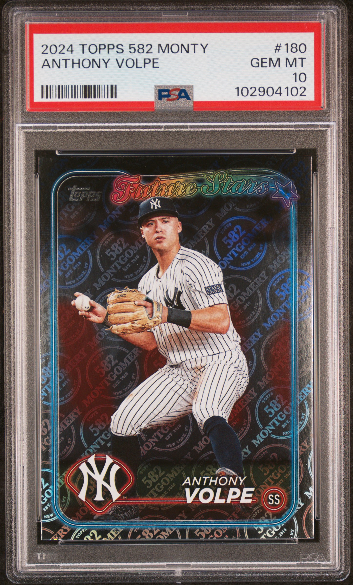 2024 Topps 582 Montgomery Set Anthony Volpe #180 Gem Mt 10 front