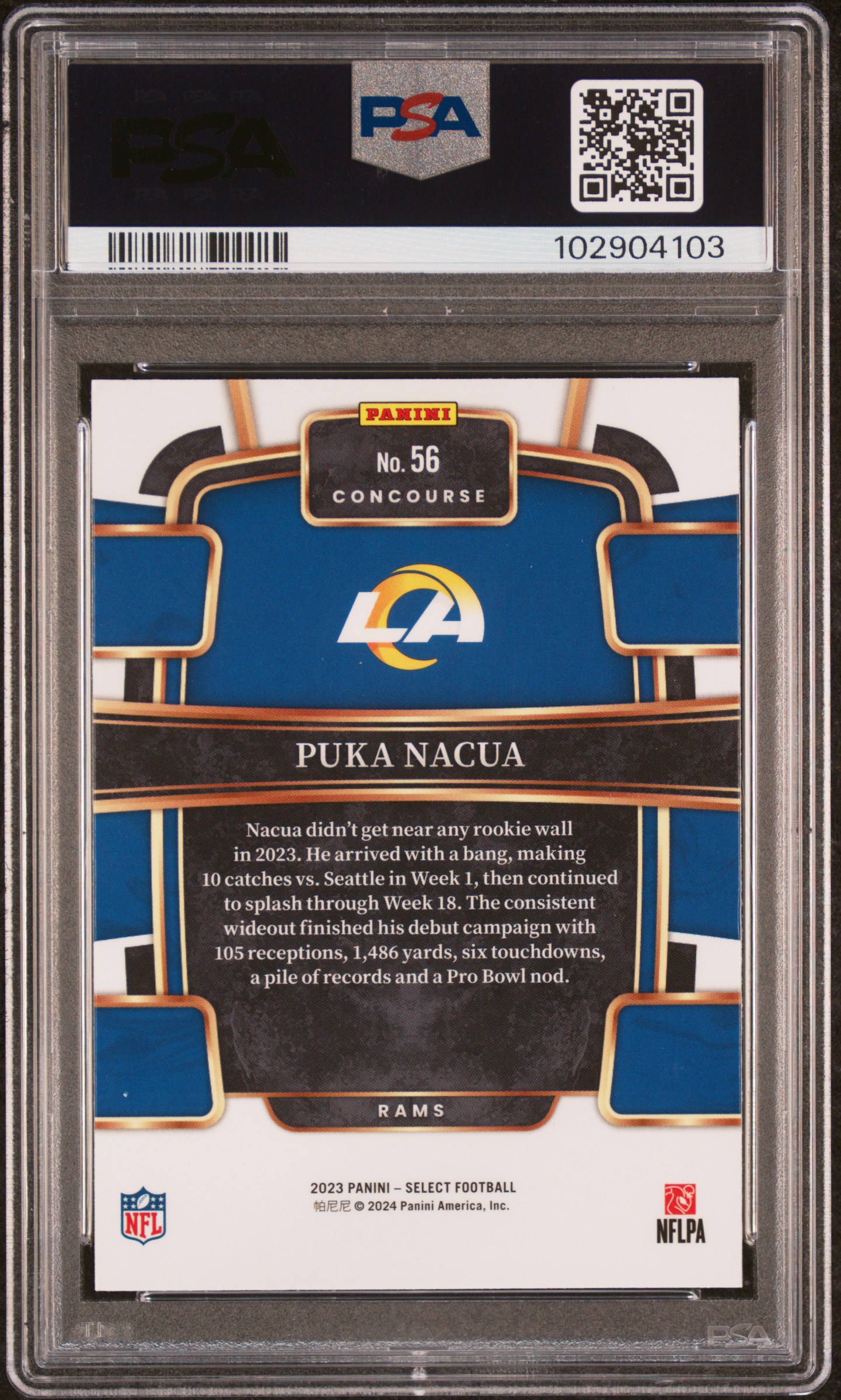2023 Panini Select Puka Nacua #56 Mint 9 back