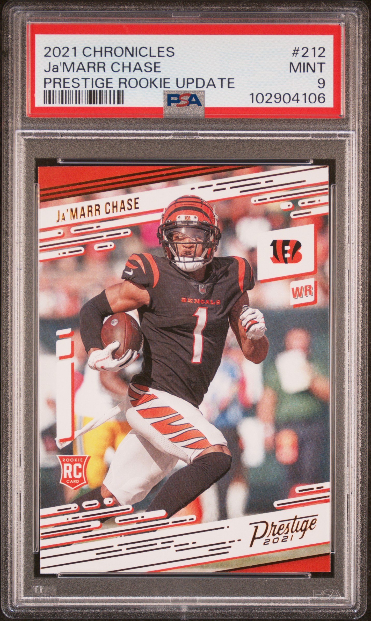 2021 Panini Chronicles Prestige Rookie Update Ja'marr Chase #212 (Prestige Rookie Update) Mint 9 front