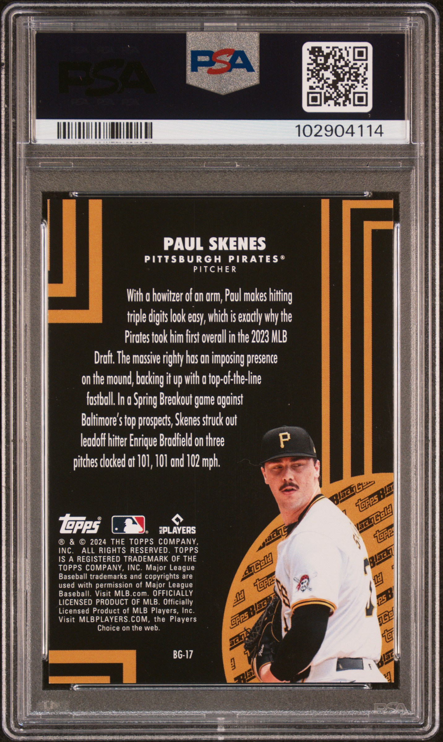 2024 Topps Update Topps Black Gold Paul Skenes #Bg17 (Black Gold-Gold) Mint 9 back