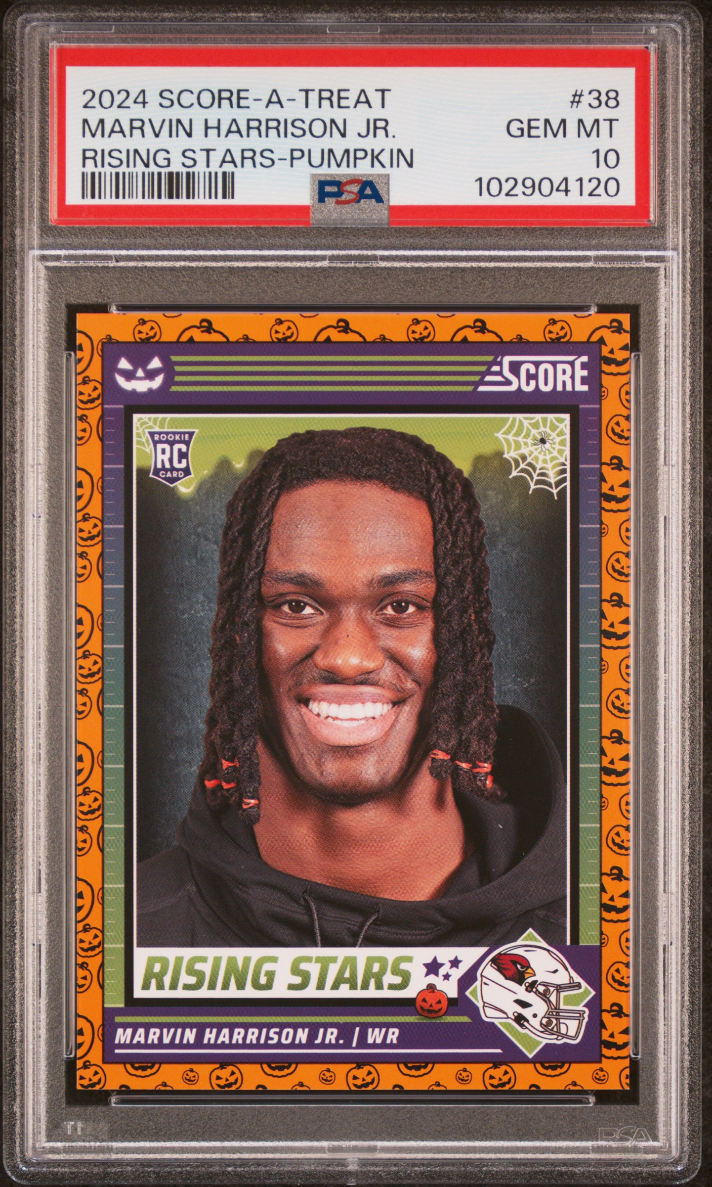 2024 Panini Score-A-Treat Rising Stars Marvin Harrison Jr. #38 (Rising Stars-Pumpkin) Gem Mt 10 front