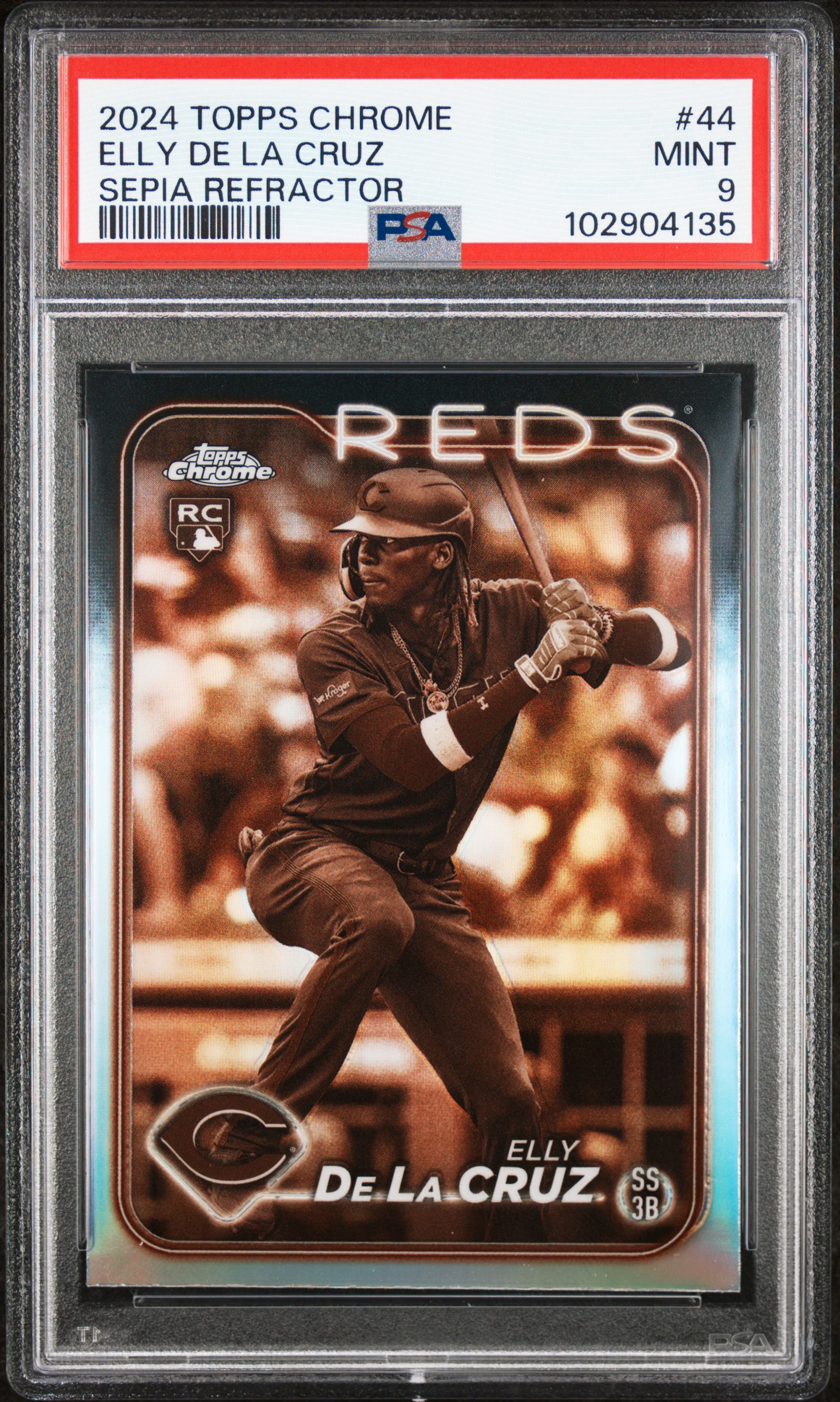 2024 Topps Chrome Elly De La Cruz #44 (Sepia Refractor) Mint 9 front