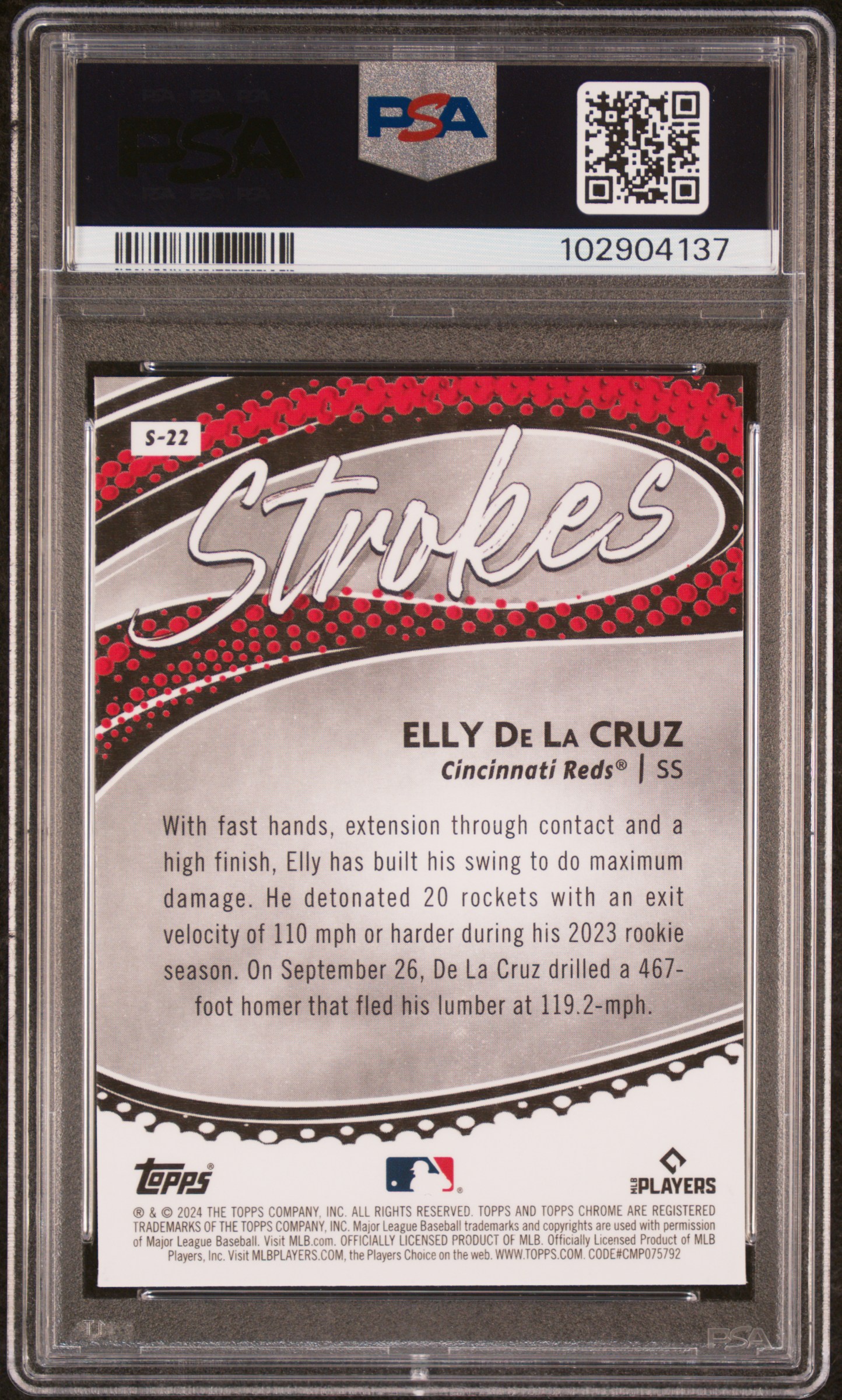2024 Topps Chrome Strokes Elly De La Cruz #S22 Mint 9 back