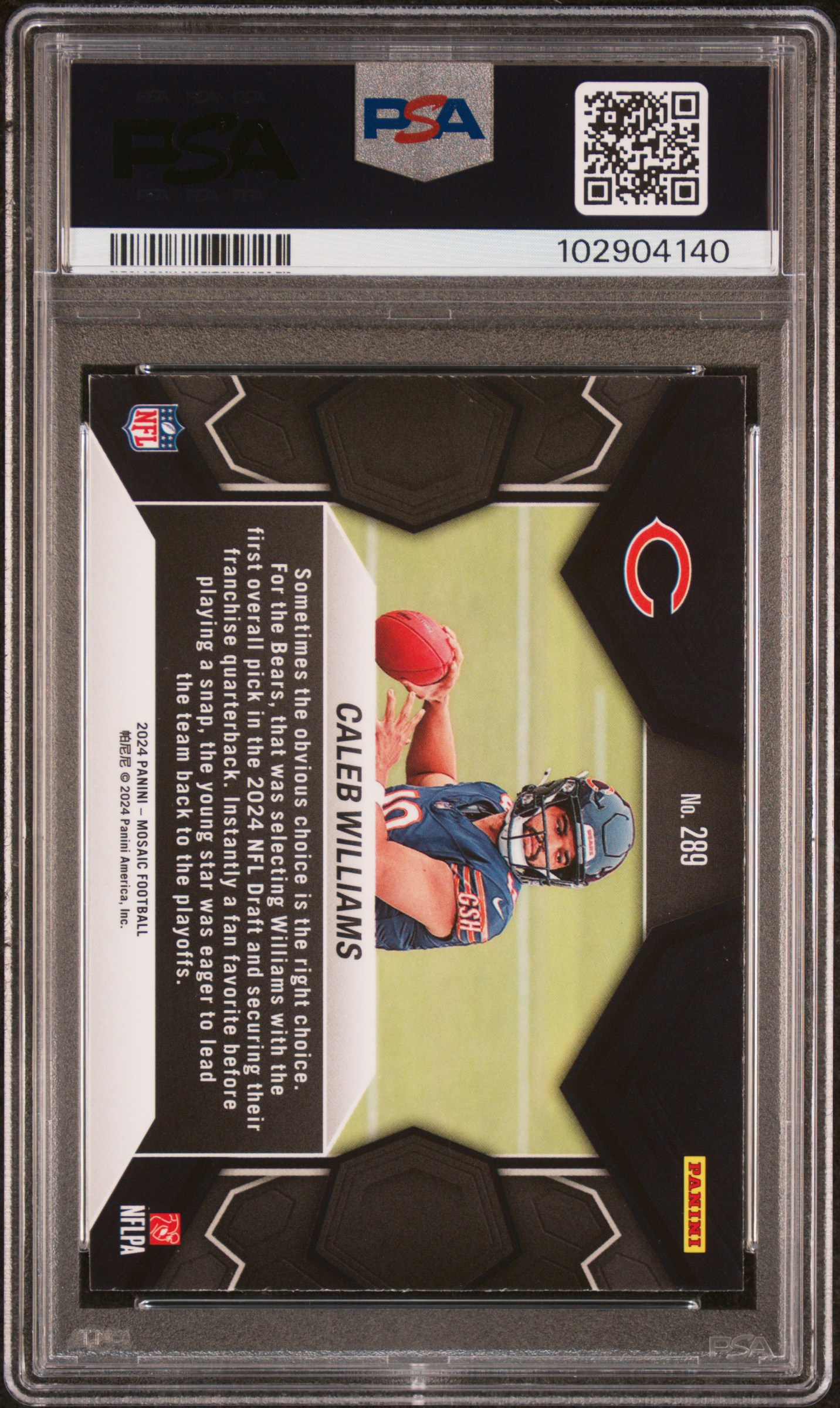 2024 Panini Mosaic Caleb Williams #289 Nm-Mt+ 8.5 back