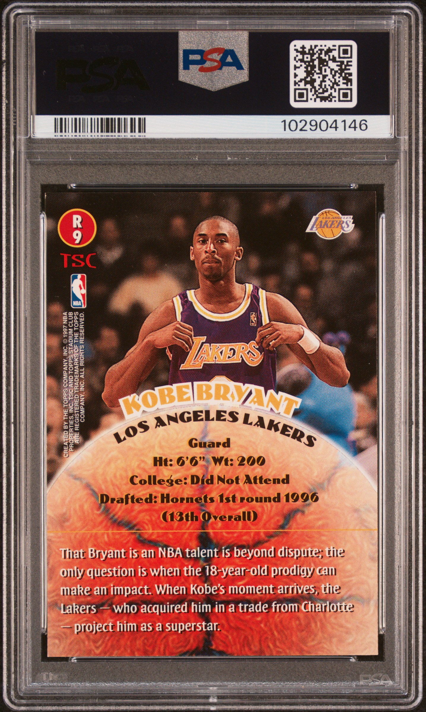 1996 Stadium Club Rookies 2 Kobe Bryant #R9 (Rookies 2) Nm 7 back