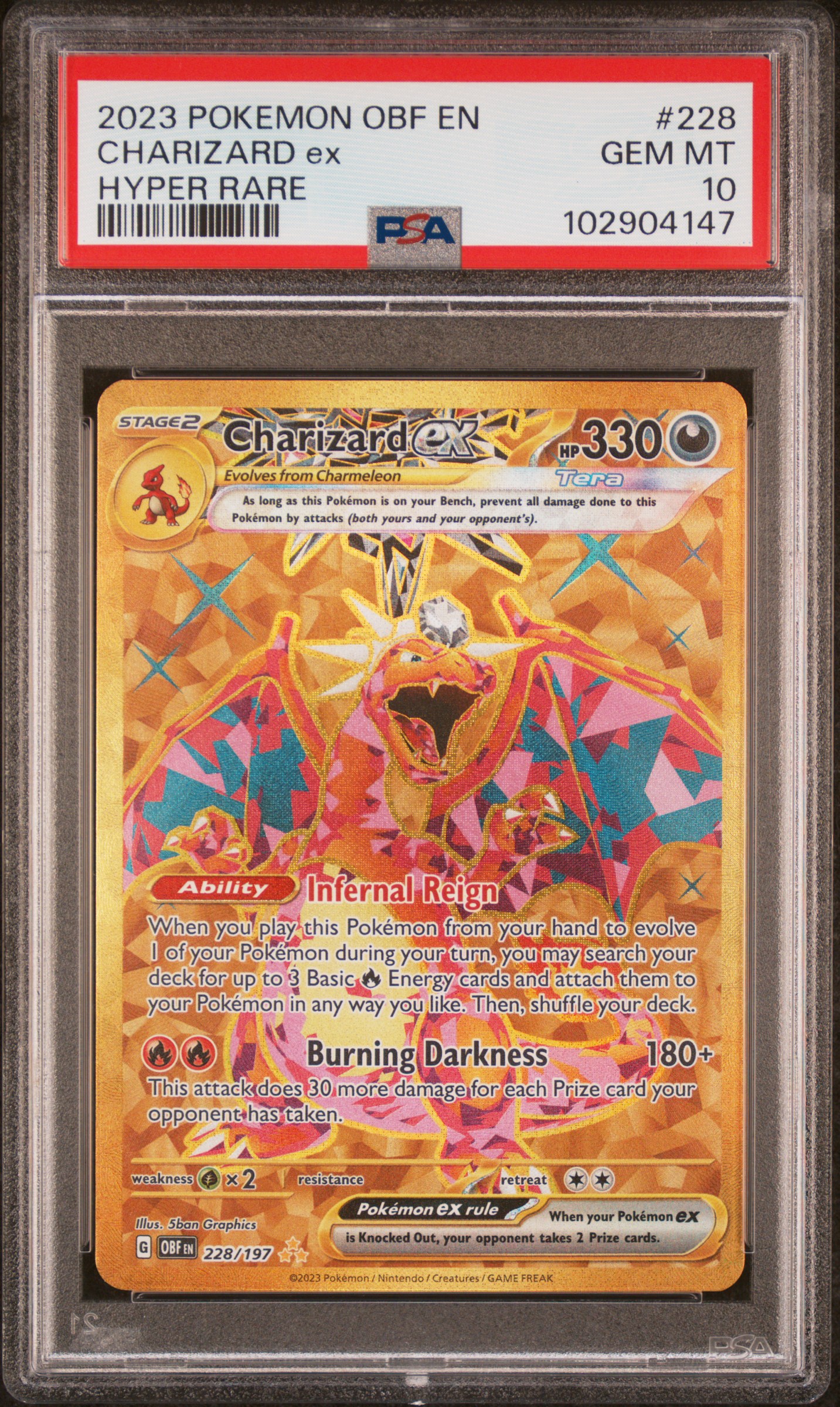 2023 Pokemon Obf En-Obsidian Flames Charizard Ex #228 (Hyper Rare) Gem Mt 10 front