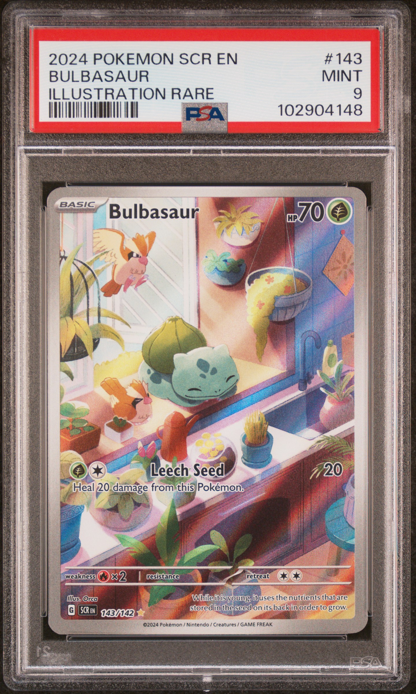 2024 Pokemon Scr En-Stellar Crown Bulbasaur #143 (Illustration Rare) Mint 9 front
