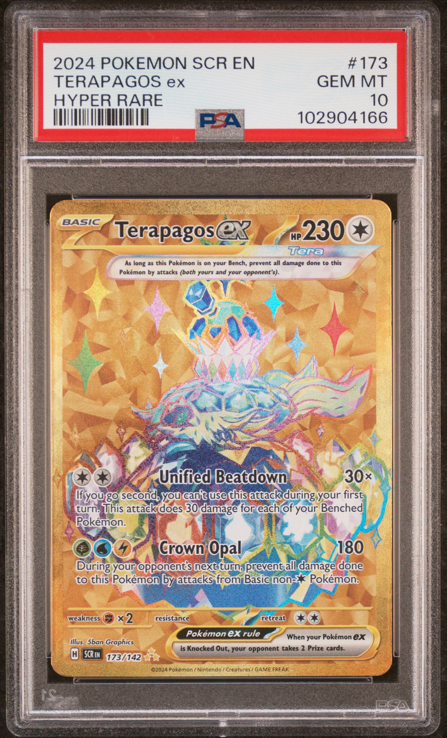 2024 Pokemon Scr En-Stellar Crown Terapagos Ex #173 (Hyper Rare) Gem Mt 10 front