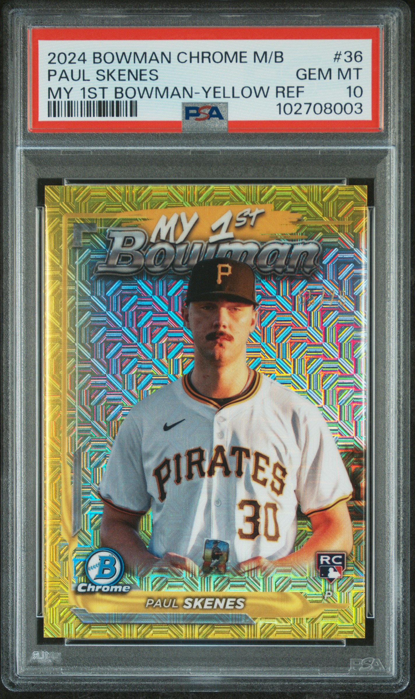 2024 Bowman Chrome Mega Box My 1St Bowman Paul Skenes #36 (My 1St Bowman-Yellow Ref) Gem Mt 10 front