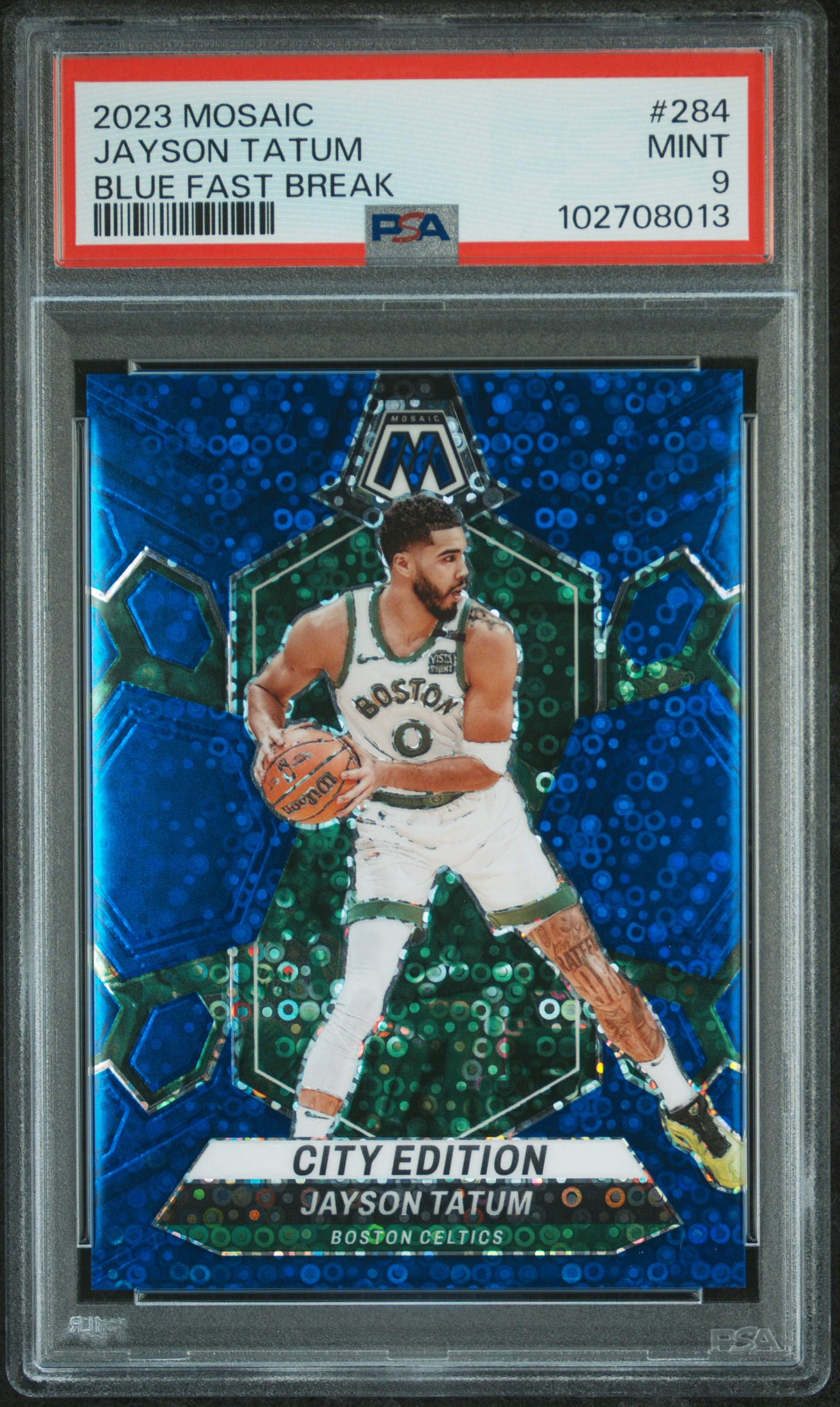 2023 Panini Mosaic Jayson Tatum #284 (Blue Fast Break) Mint 9 front