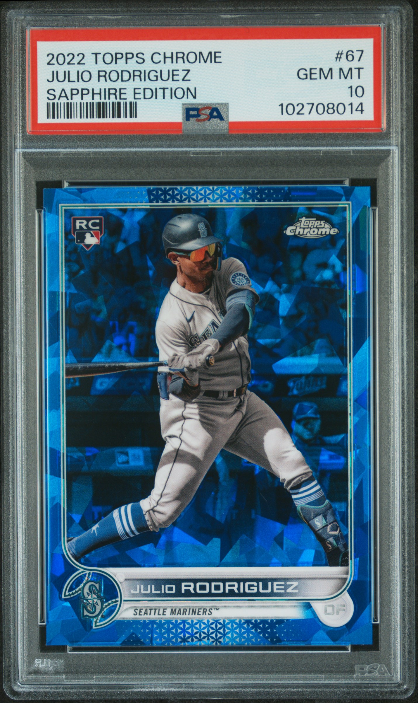 2022 Topps Chrome Sapphire Edition Julio Rodriguez #67 (Sapphire Edition) Gem Mt 10 front