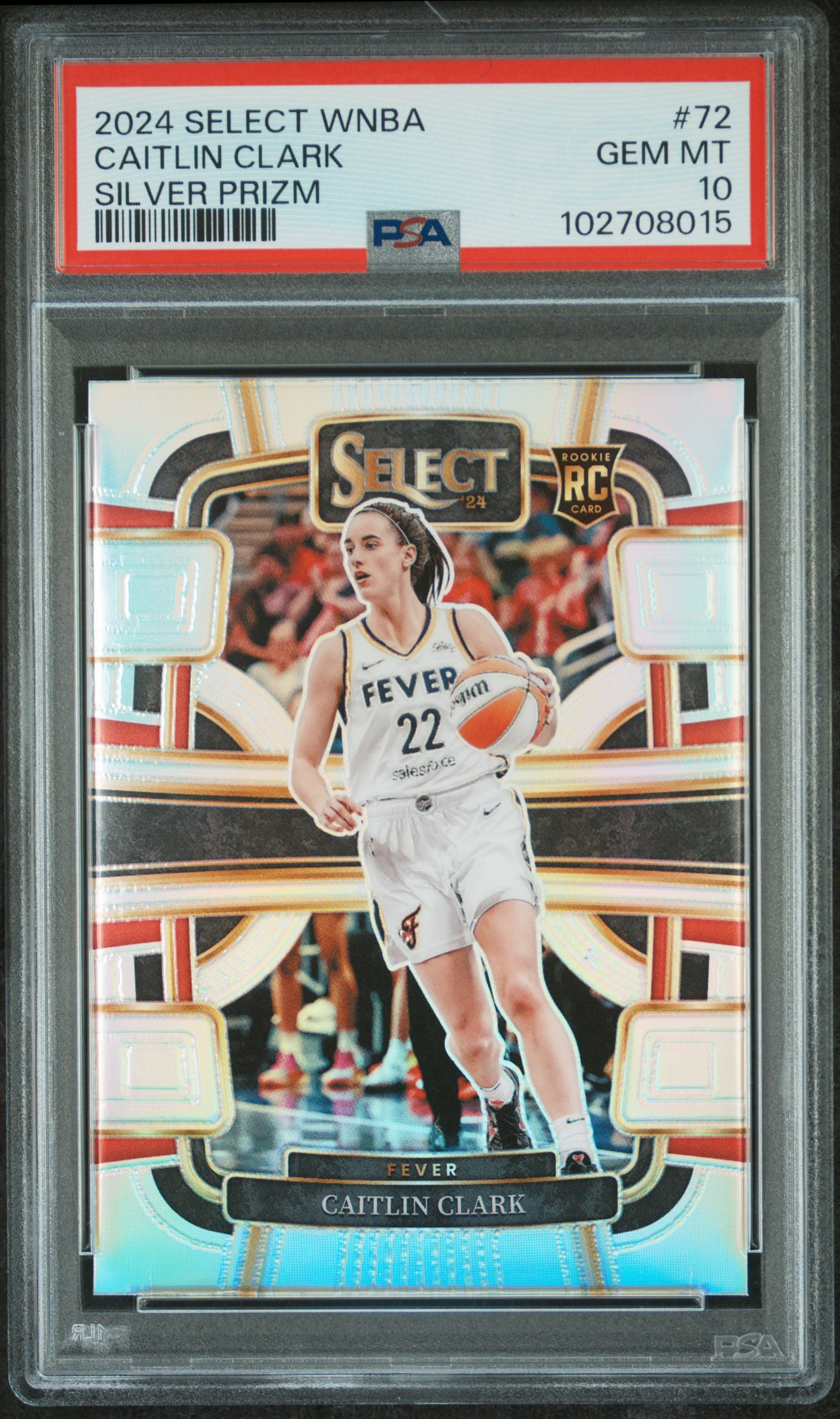 2024 Panini Select Wnba Caitlin Clark #72 (Silver Prizm) Gem Mt 10 front
