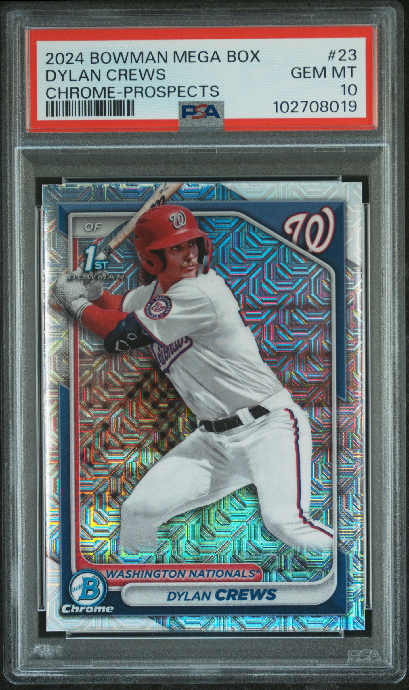 2024 Bowman Mega Box Chrome Prospects Dylan Crews #23 Gem Mt 10 front