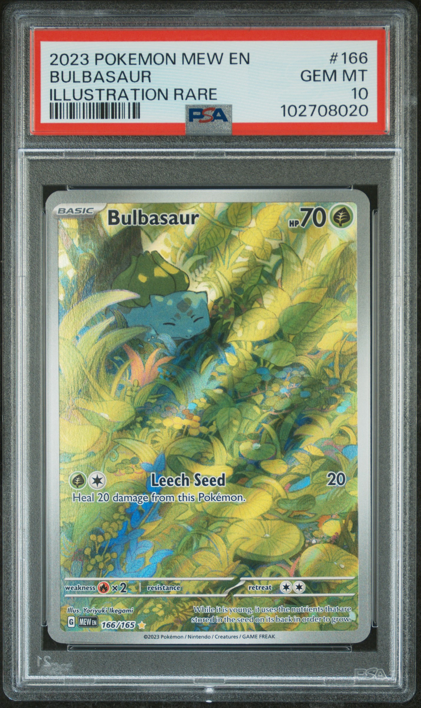 2023 Pokemon Mew En-151 Bulbasaur #166 (Illustration Rare) Gem Mt 10 front