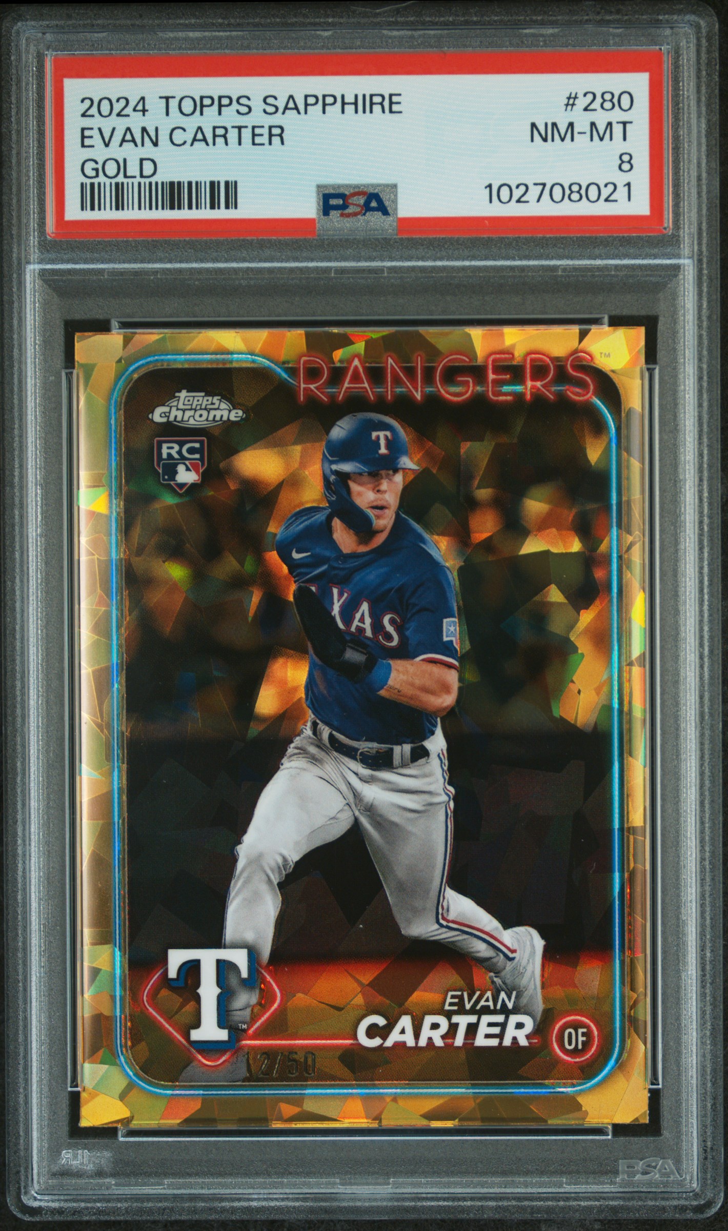 2024 Topps Chrome Sapphire Evan Carter #280 (Gold) Nm-Mt 8 front