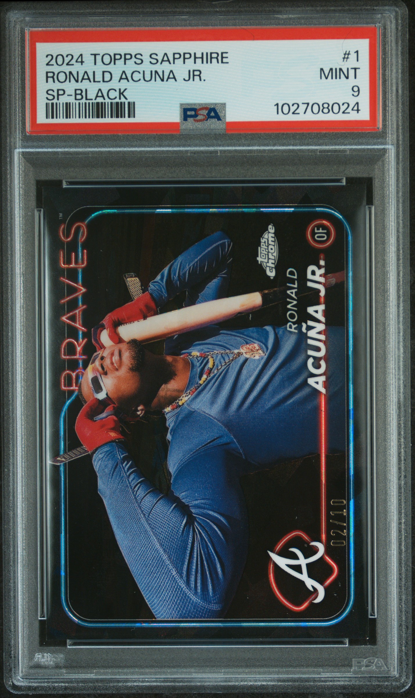 2024 Topps Chrome Sapphire Ronald Acuna Jr. #1 (Sp-Black) Mint 9 front