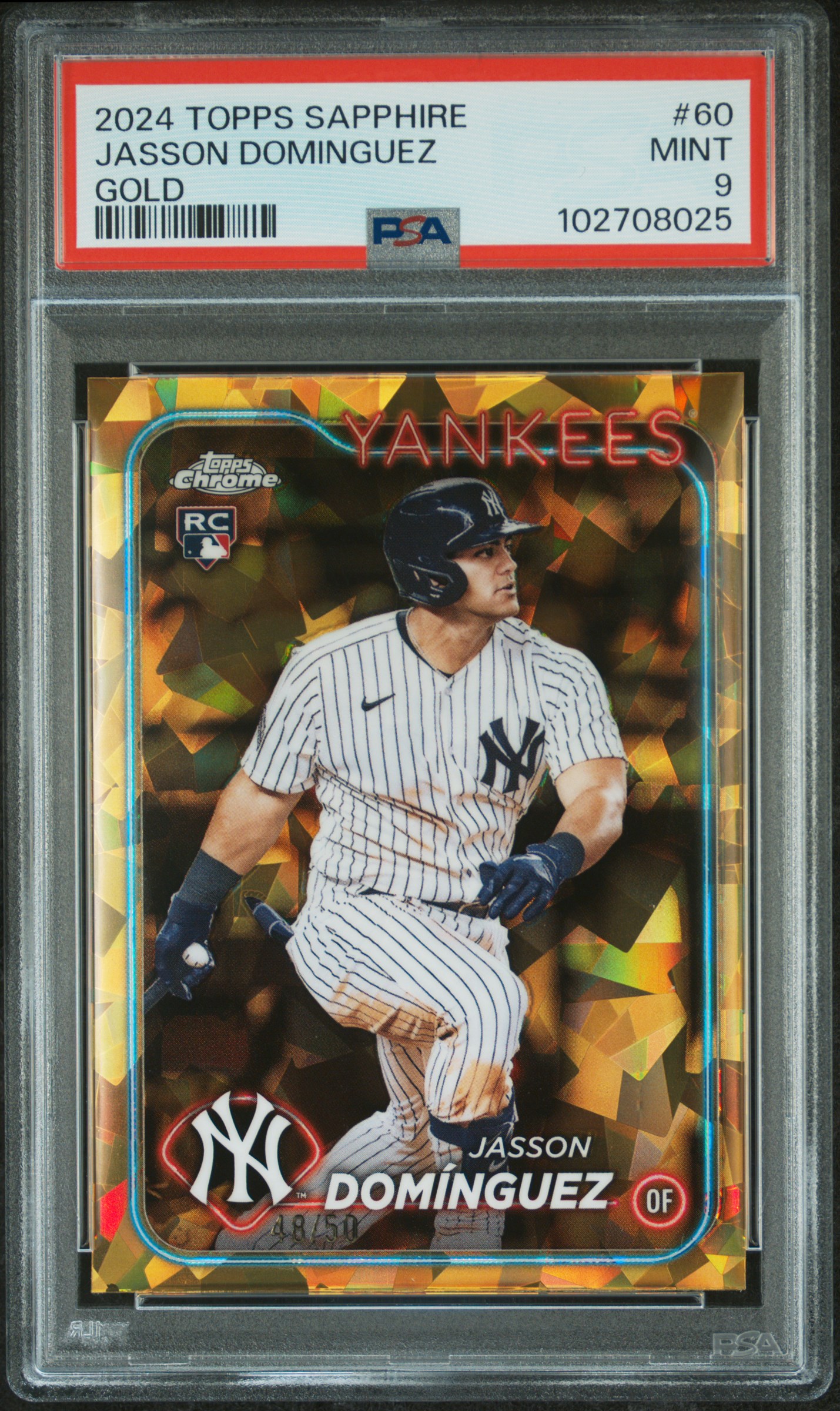 2024 Topps Chrome Sapphire Jasson Dominguez #60 (Gold) Mint 9 front