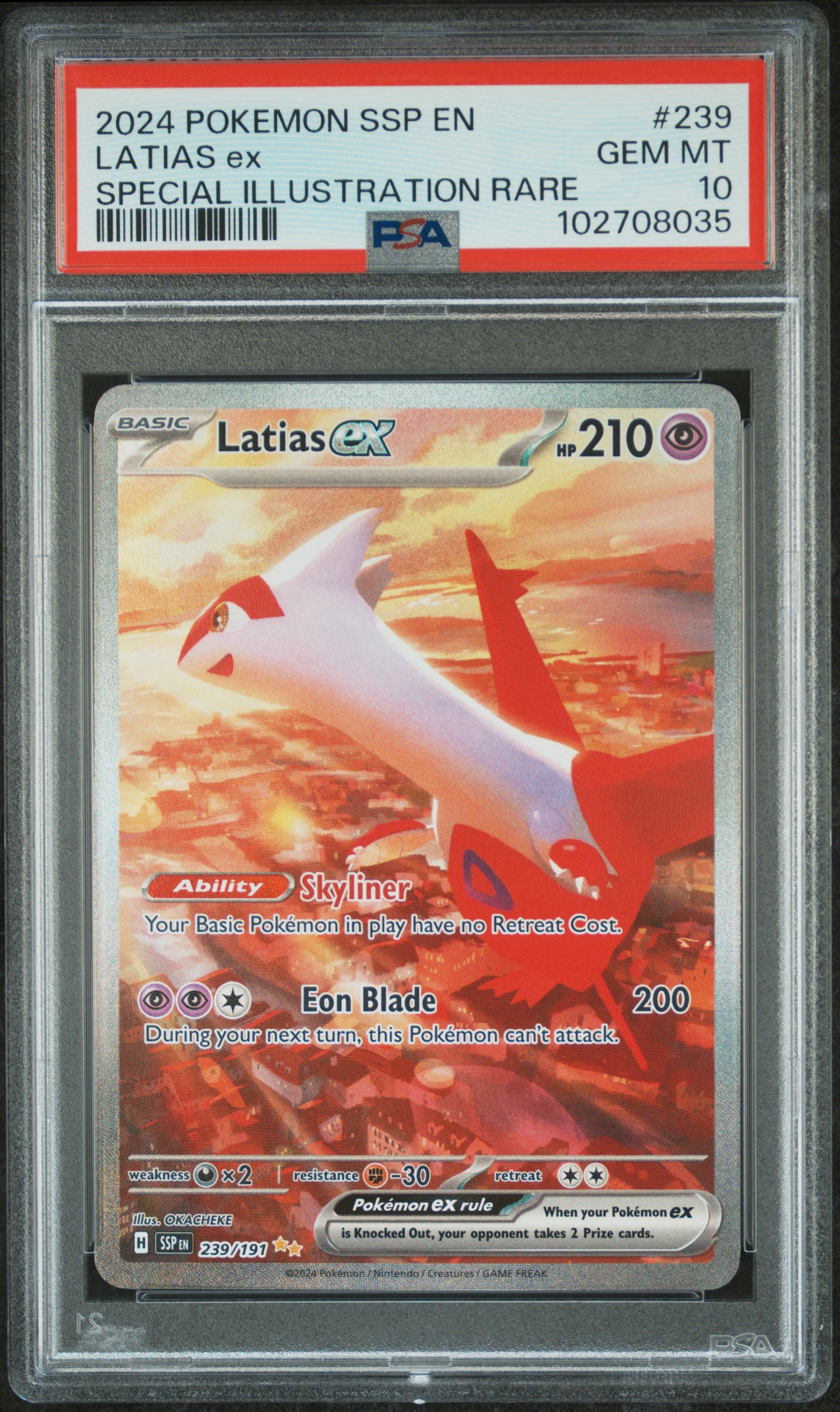 2024 Pokemon Ssp En-Surging Sparks Latias Ex #239 (Special Illustration Rare) Gem Mt 10 front