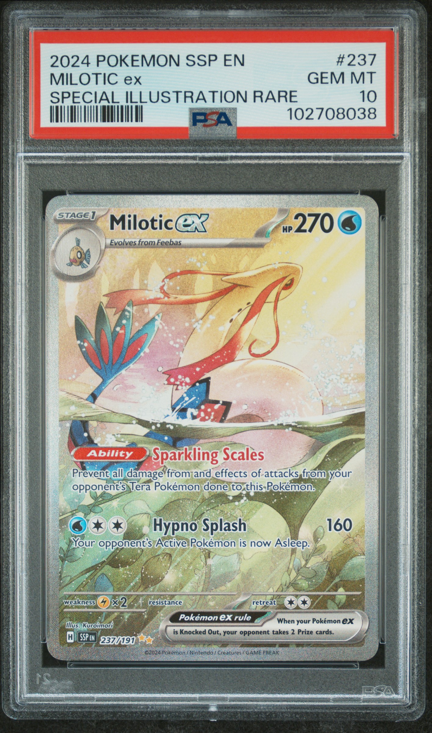 2024 Pokemon Ssp En-Surging Sparks Milotic Ex #237 (Special Illustration Rare) Gem Mt 10 front